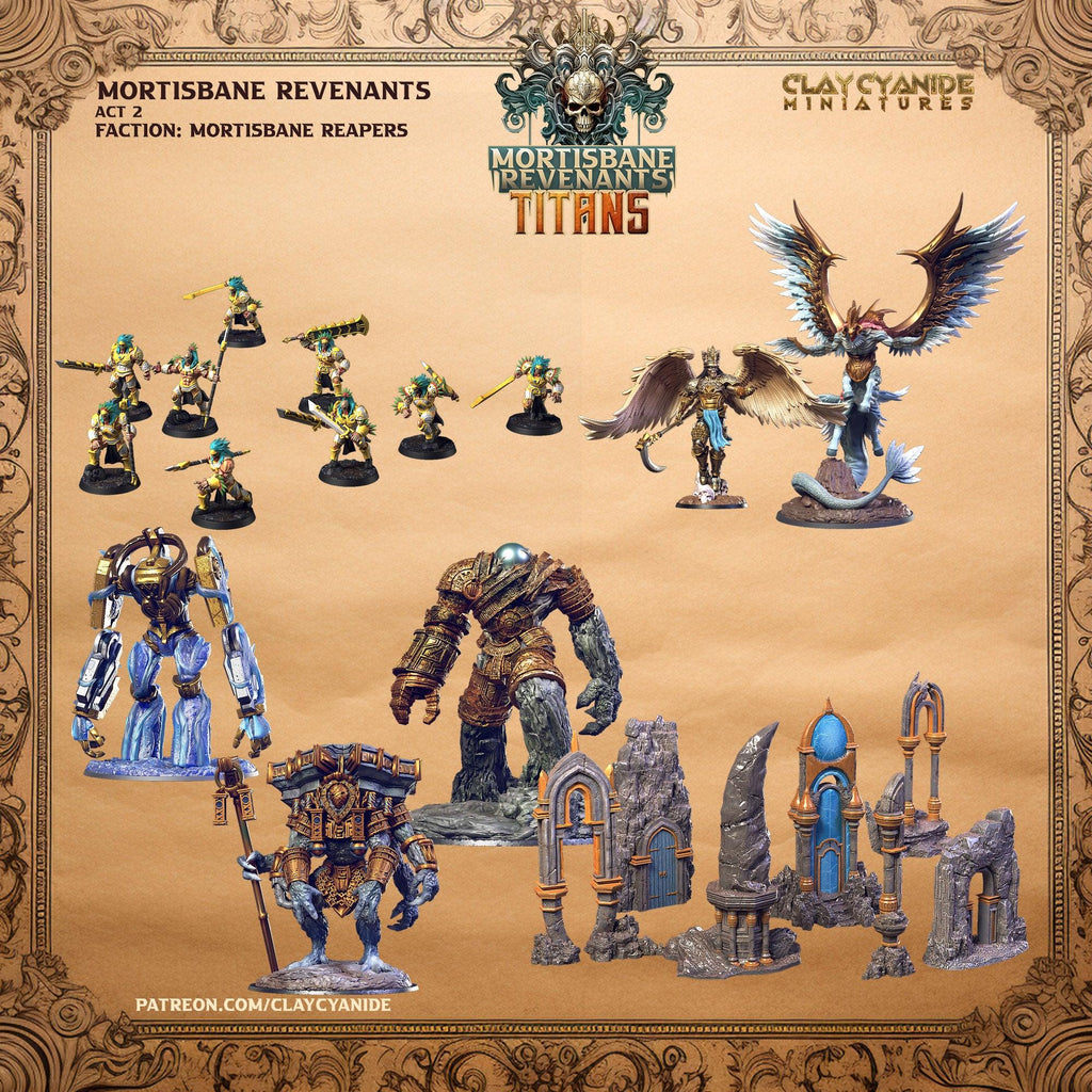 3D Printed Clay Cyanide Hunab Ku Mortisbane Titans Set 28 32 mm D&D