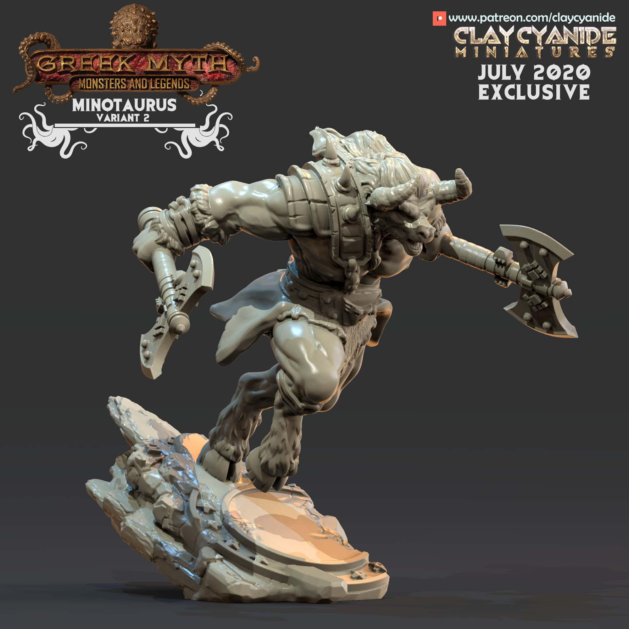 3D Printed Clay Cyanide Minotaur Greek Mythology Part 2 28 32 mm D&D