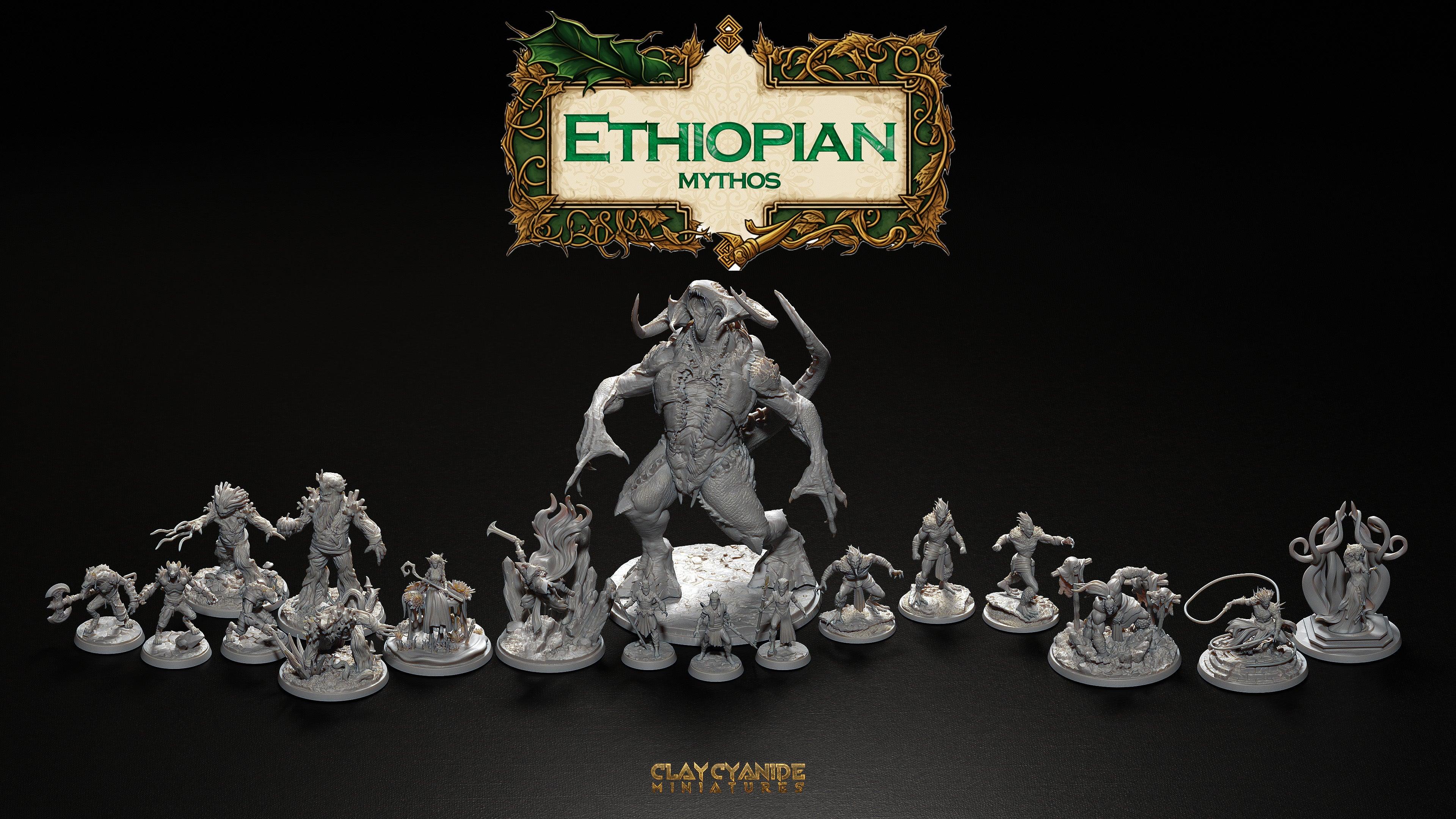 3D Printed Clay Cyanide Tsegaye Ethiopian Mythos 28 32 mm D&D