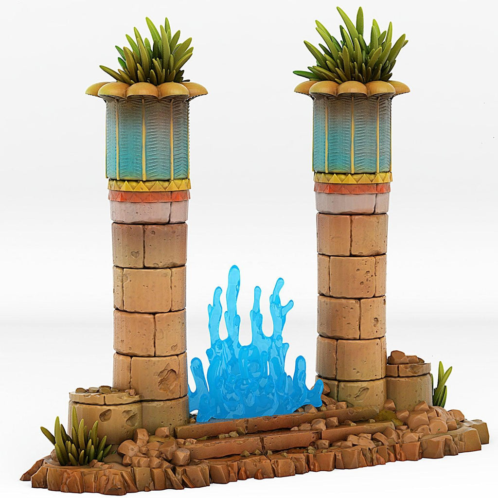 3D Printed Fantastic Plants and Rocks Babylone Portal With Its Magic Water Effect 28mm - 32mm D&D Wargaming