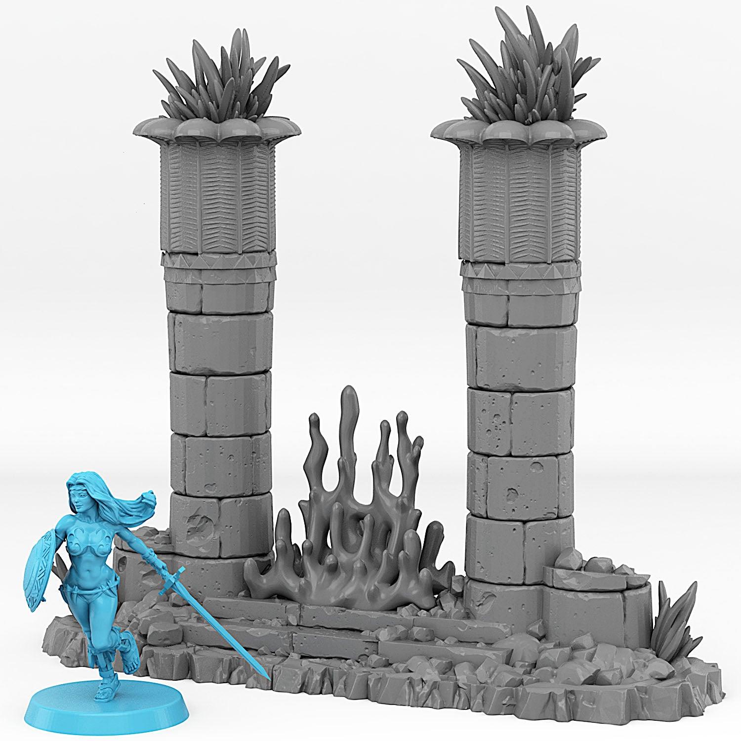 3D Printed Fantastic Plants and Rocks Babylone Portal With Its Magic Water Effect 28mm - 32mm D&D Wargaming