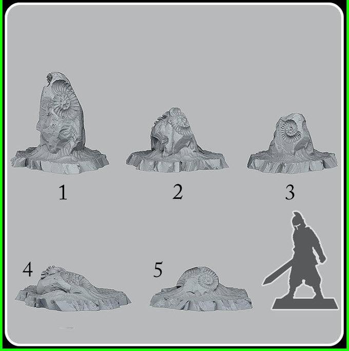 3D Printed Fantastic Plants and Rocks Fossil Rocks 28mm - 32mm D&D Wargaming