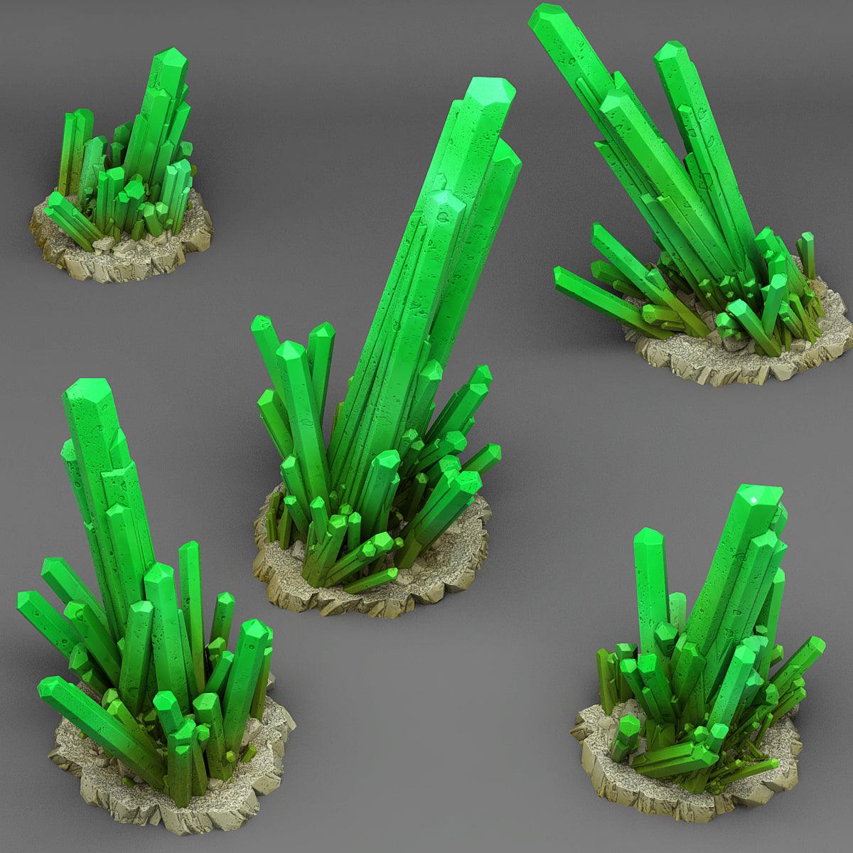3D Printed Fantastic Plants and Rocks Lethal Green Krystals 28mm - 32mm D&D Wargaming