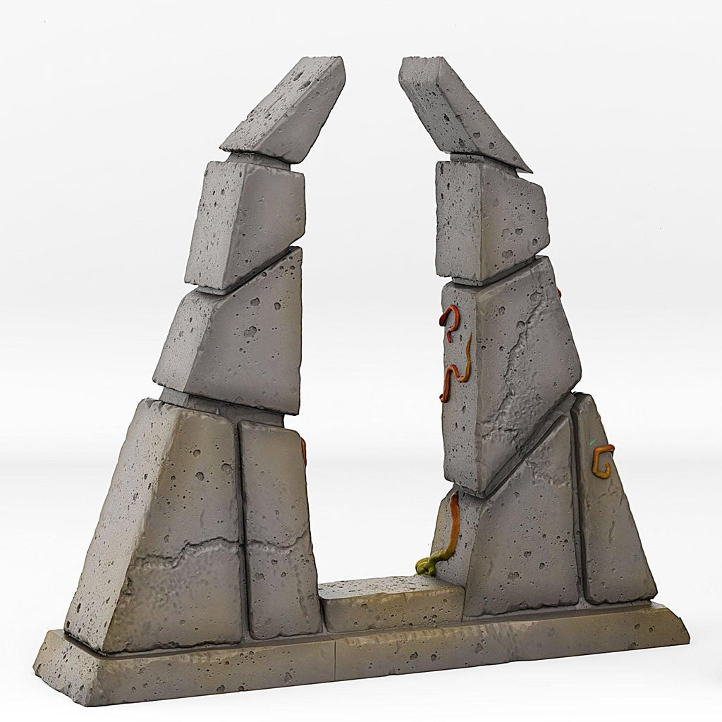 3D Printed Fantastic Plants and Rocks Temple Portal With Its Green Fire Effect 28mm - 32mm D&D Wargaming