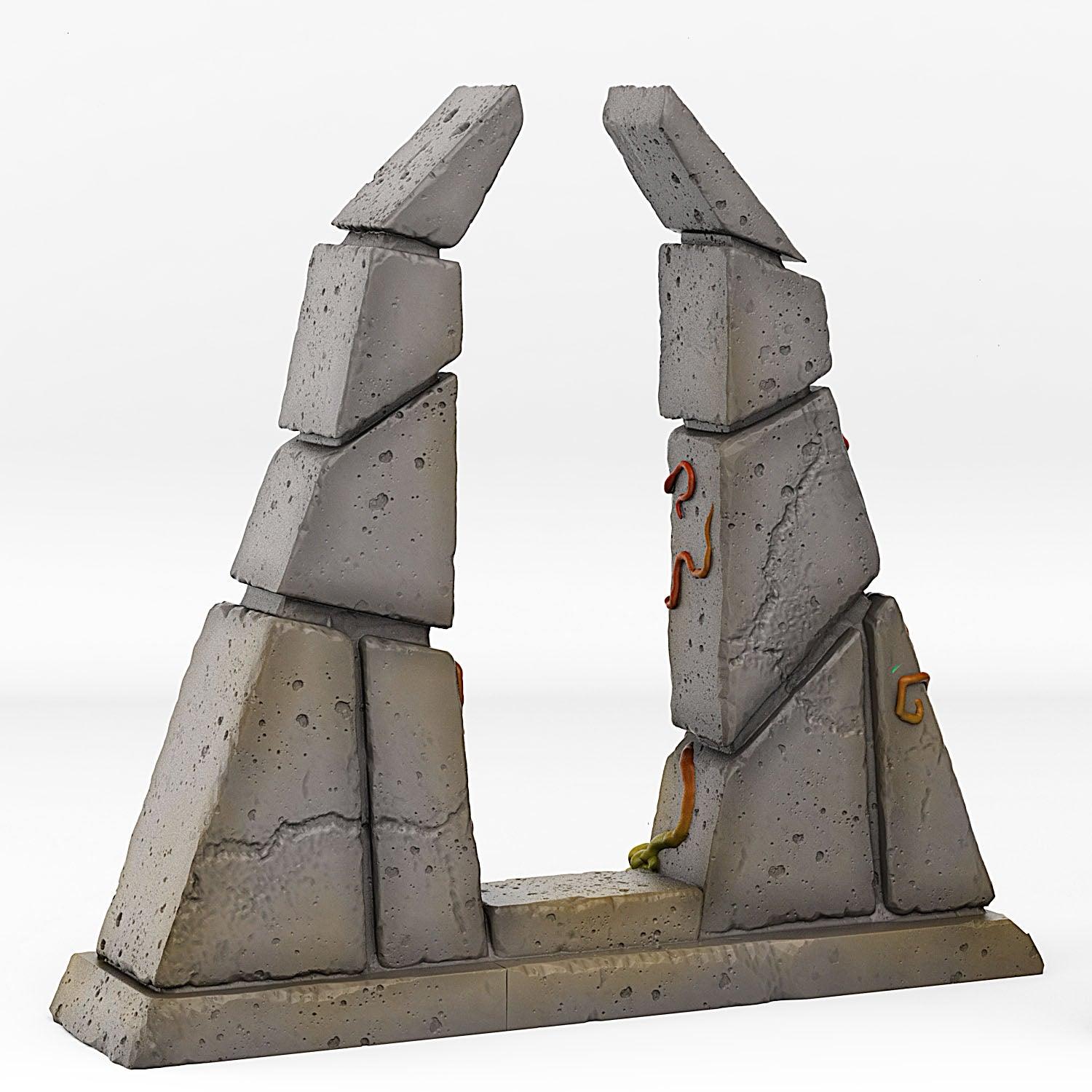 3D Printed Fantastic Plants and Rocks Temple Portal With Its Green Fire Effect 28mm - 32mm D&D Wargaming