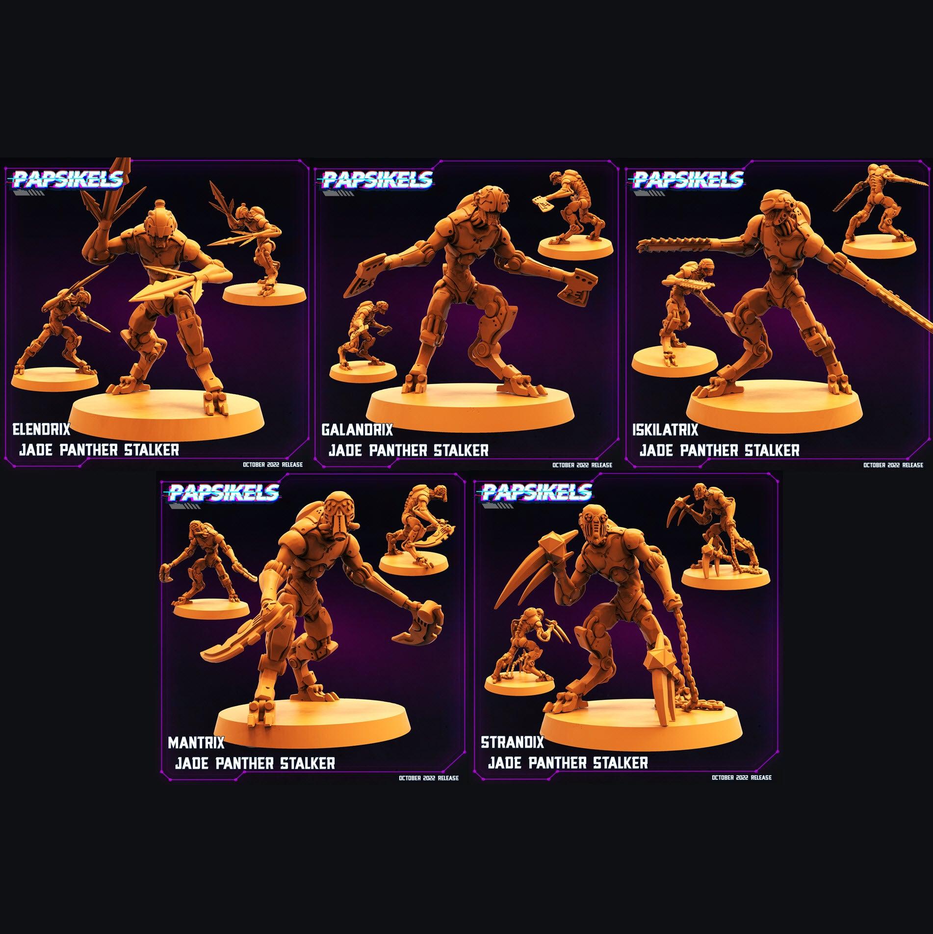 3D Printed Papsikels Cyberpunk Sci-Fi Jade Panther Stalker Set - 28mm 32mm
