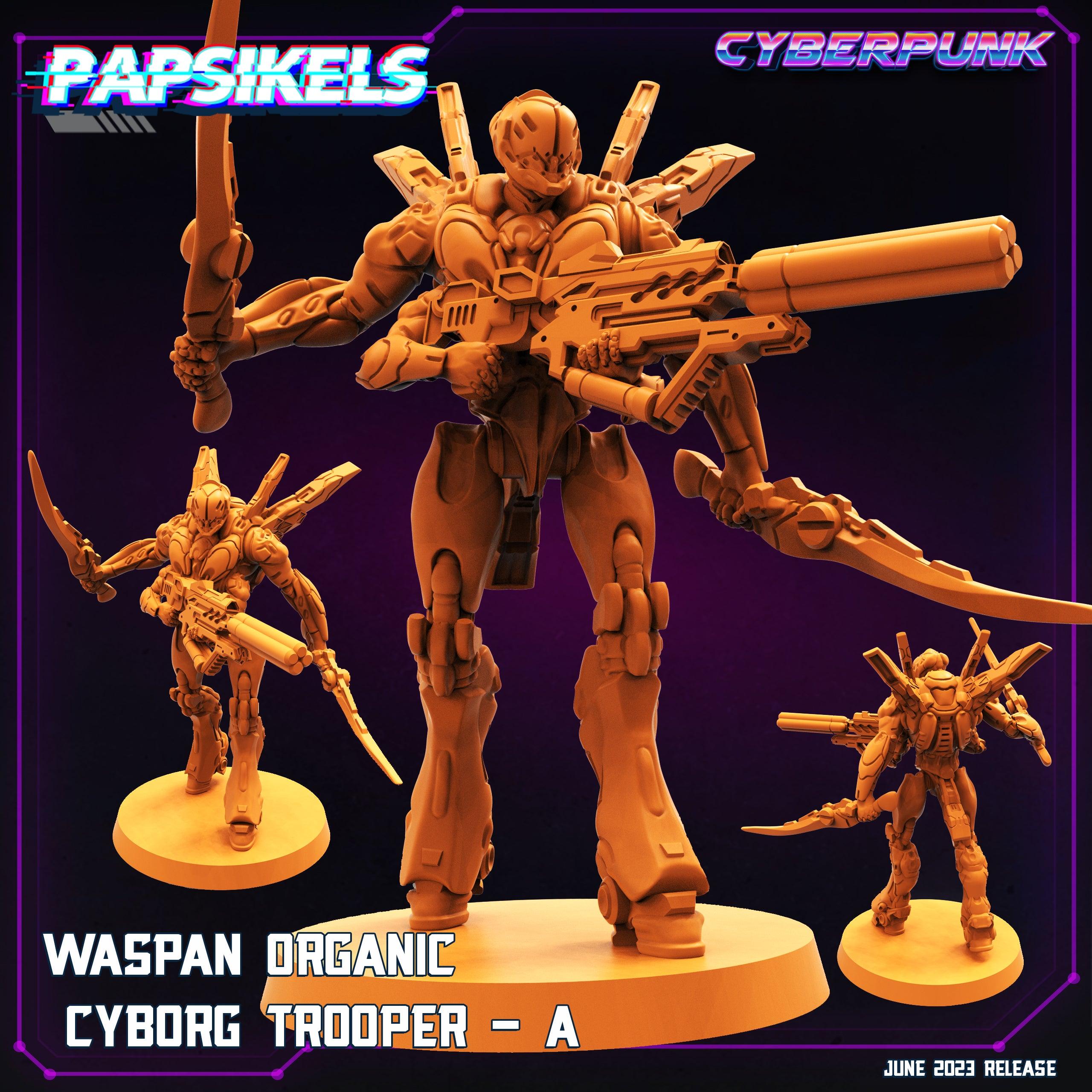 3D Printed Papsikels June 2023 Cyberpunk Waspan Organic Cyborg Trooper Set 28mm 32mm