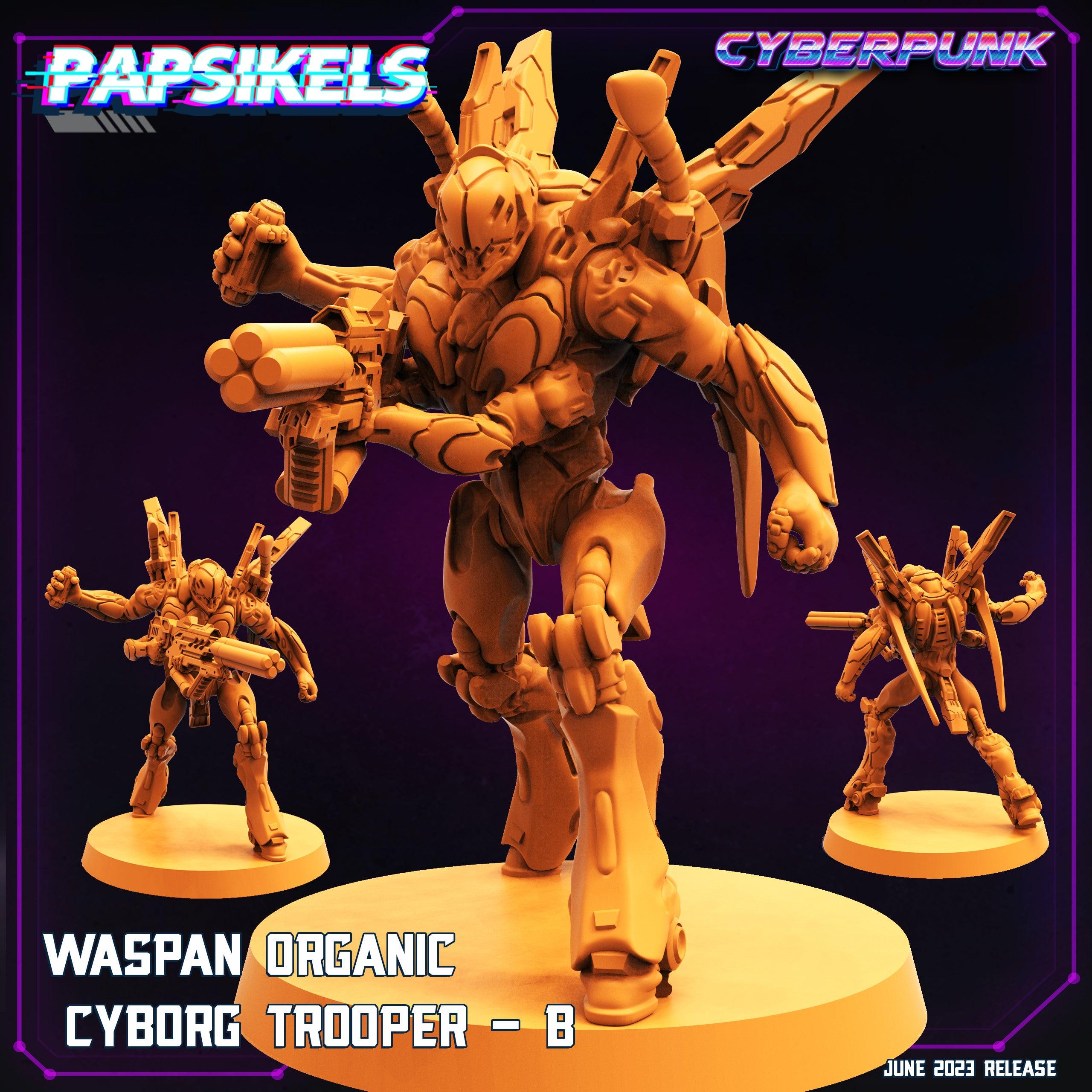 3D Printed Papsikels June 2023 Cyberpunk Waspan Organic Cyborg Trooper Set 28mm 32mm