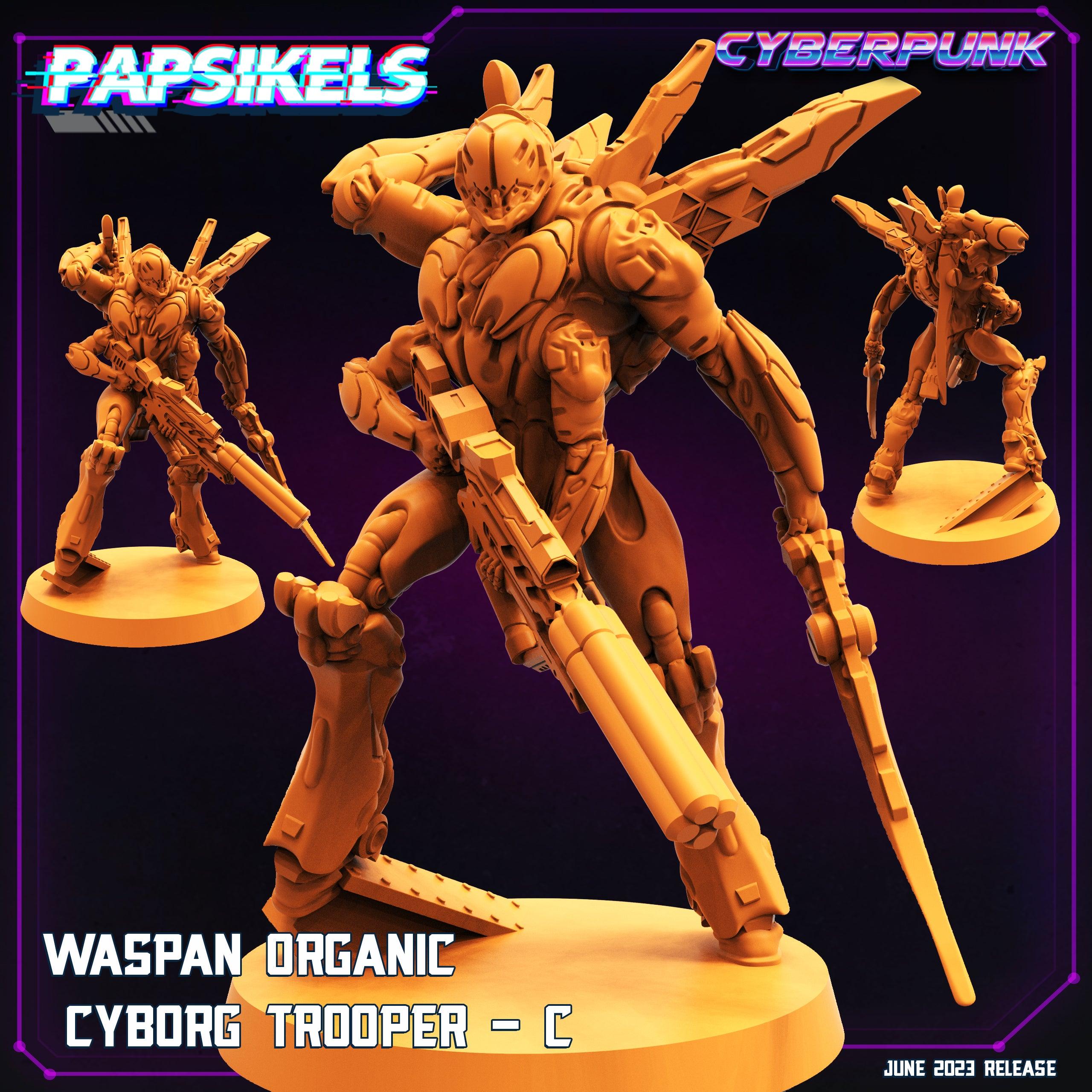 3D Printed Papsikels June 2023 Cyberpunk Waspan Organic Cyborg Trooper Set 28mm 32mm