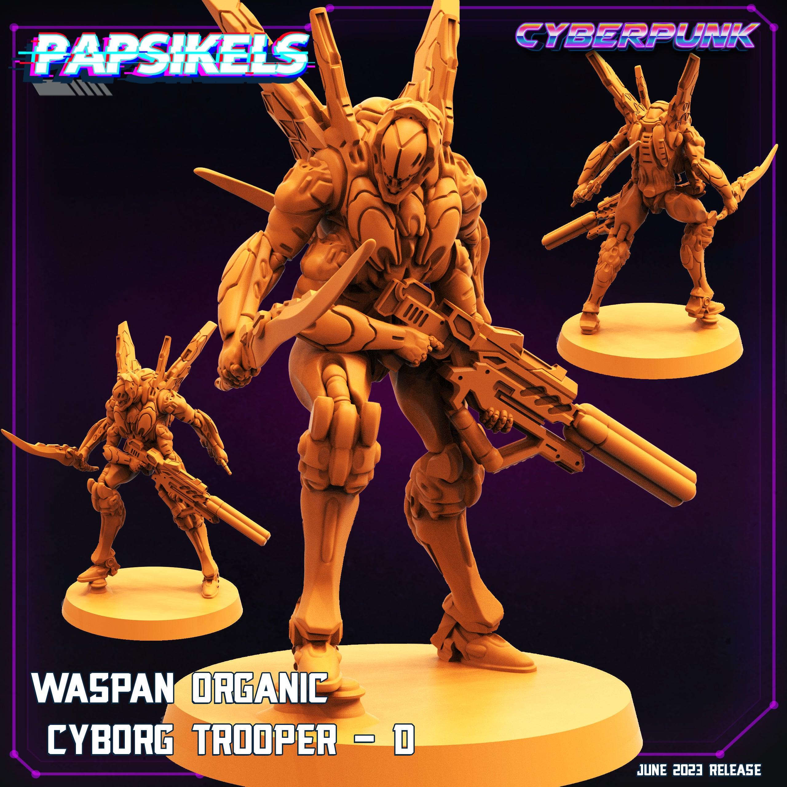 3D Printed Papsikels June 2023 Cyberpunk Waspan Organic Cyborg Trooper Set 28mm 32mm
