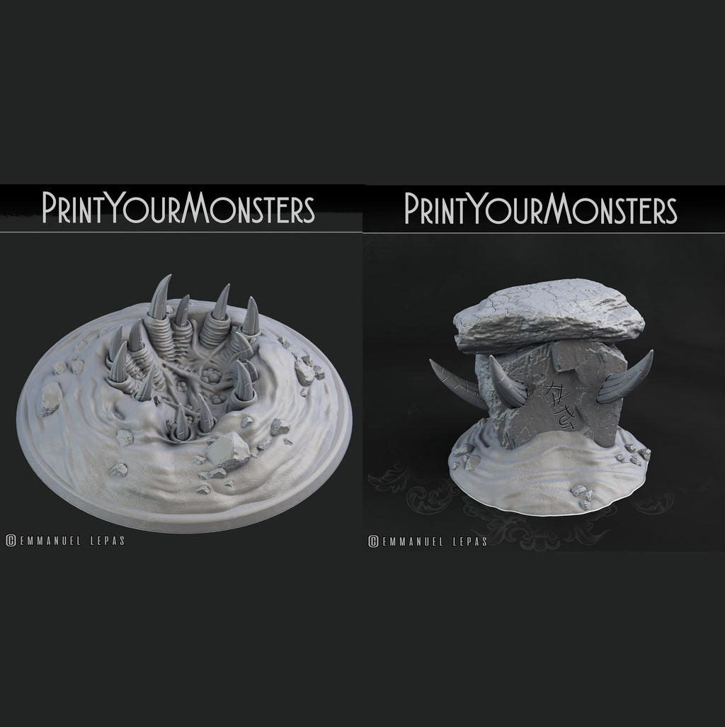 3D Printed Print Your Monsters Desert Monster Rocks Desert Orcs Set 28mm - 32mm D&D Wargaming