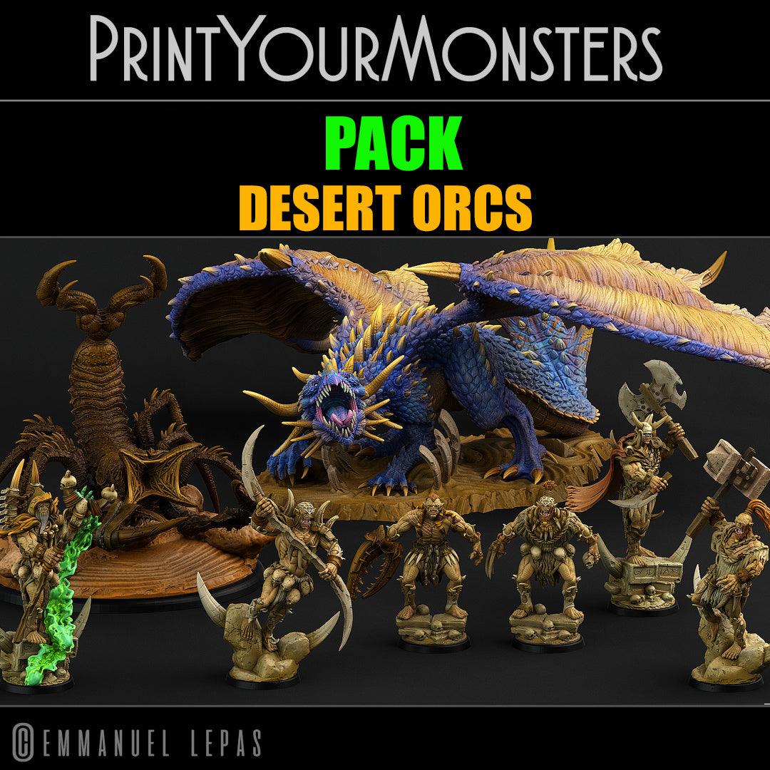 3D Printed Print Your Monsters Desert Monster Rocks Desert Orcs Set 28mm - 32mm D&D Wargaming