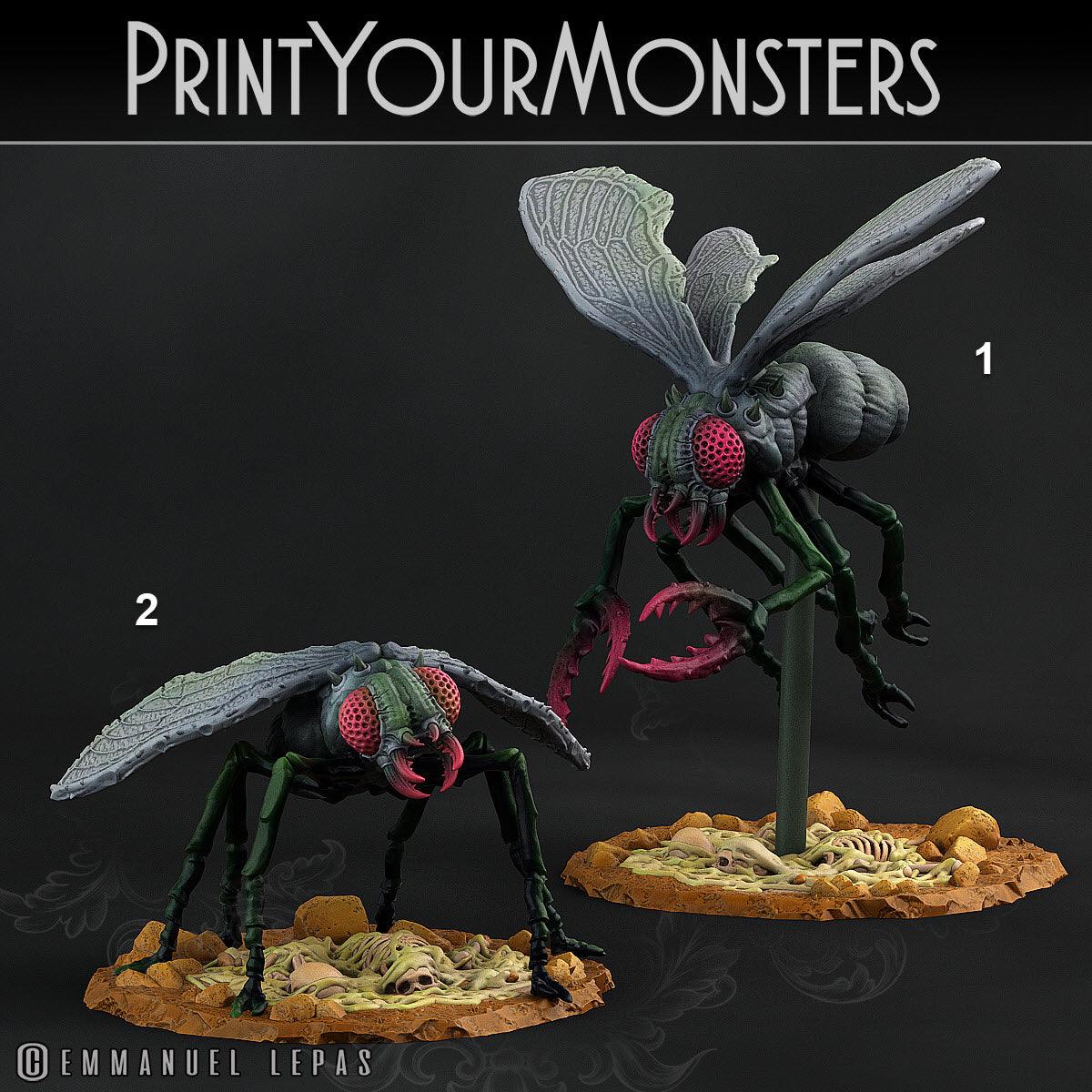 3D Printed Print Your Monsters Giant Flies Total Insects 28mm - 32mm D&D Wargaming