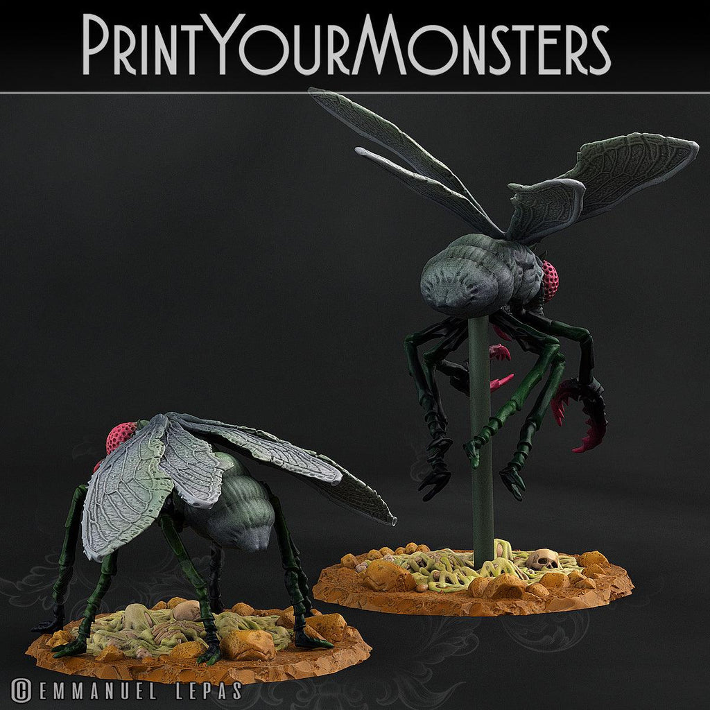 3D Printed Print Your Monsters Giant Flies Total Insects 28mm - 32mm D&D Wargaming
