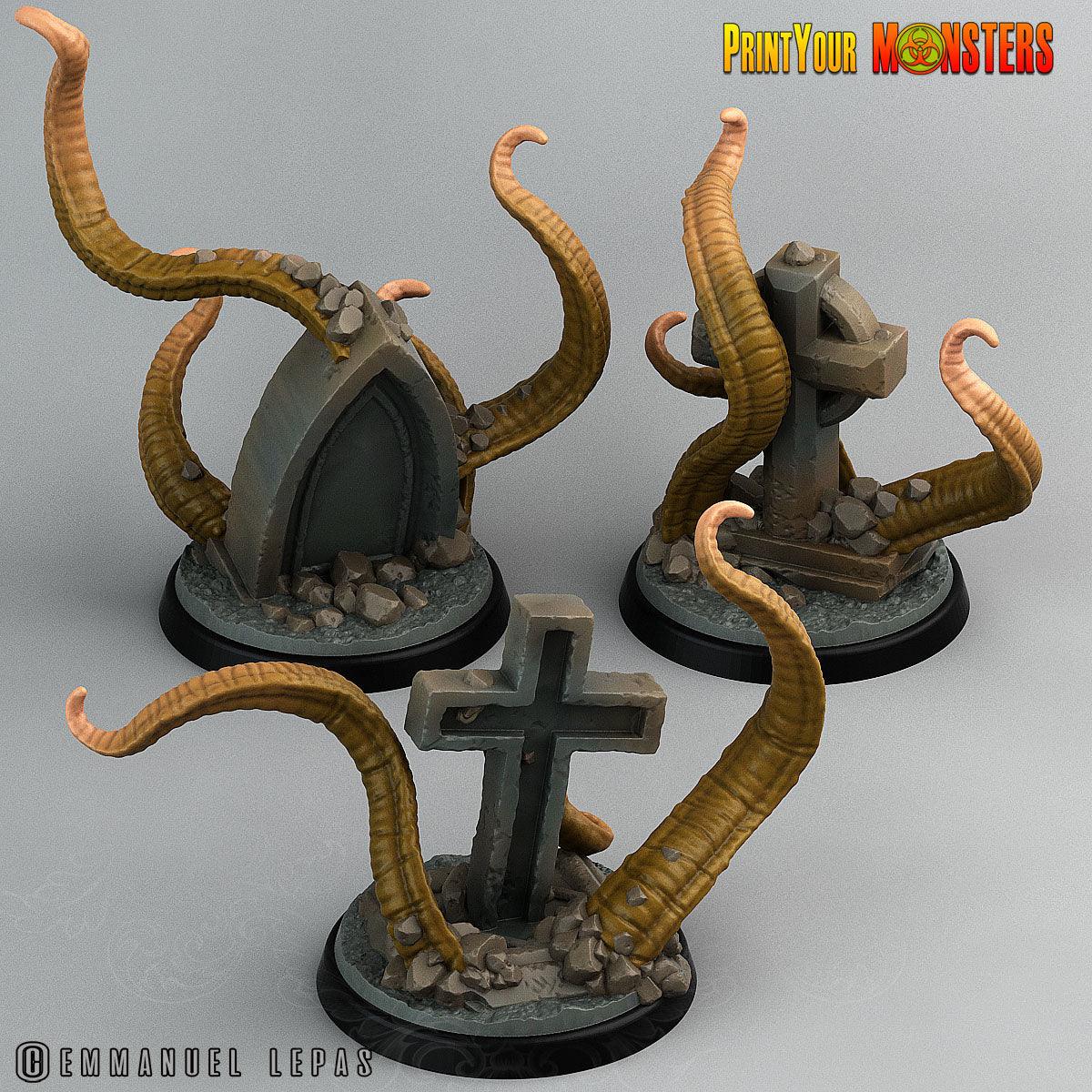 3D Printed Print Your Monsters Graveyard Tentacles The Living Graveyard 28mm - 32mm D&D Wargaming