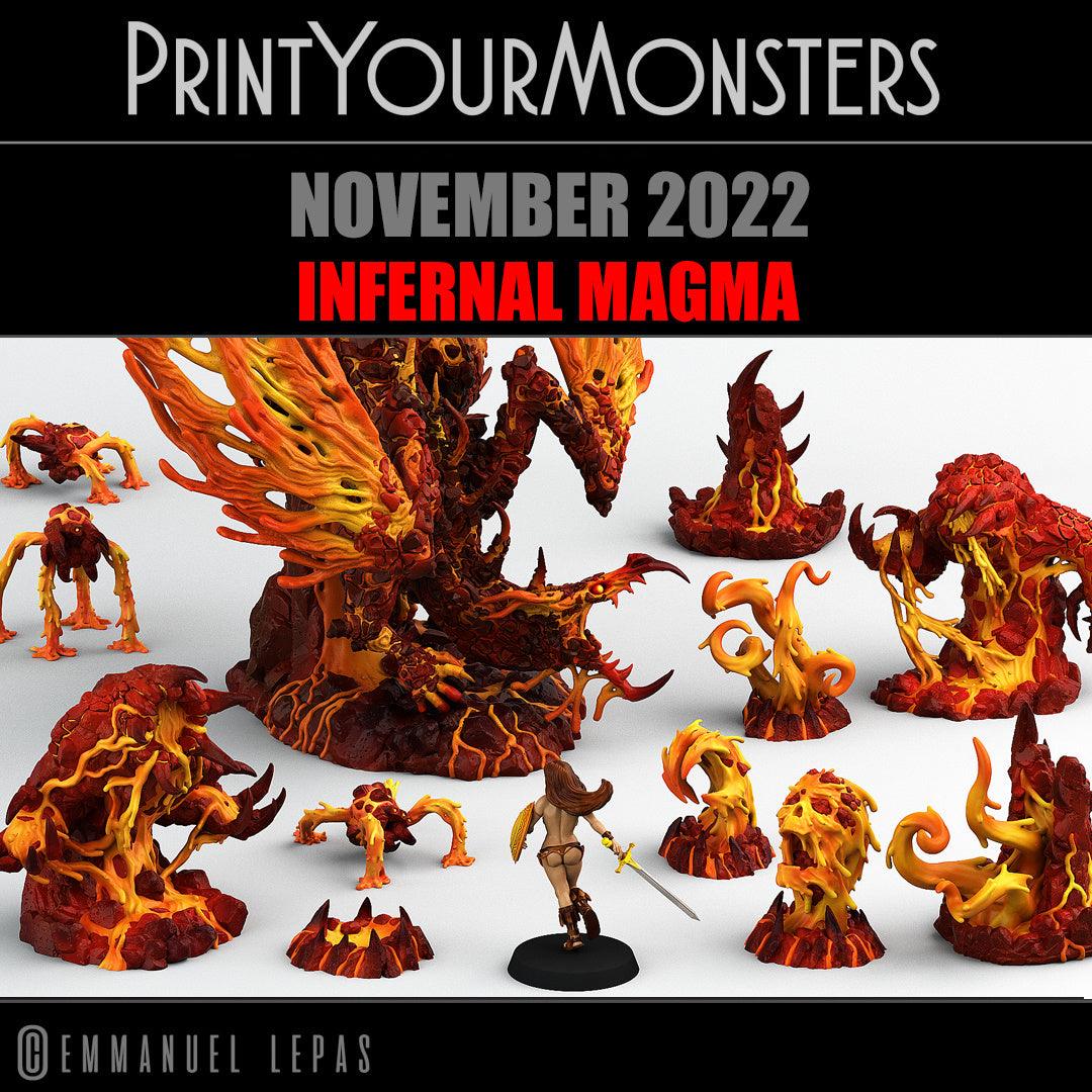 3D Printed Print Your Monsters Infernal Magma Set 28mm - 32mm D&D Wargaming