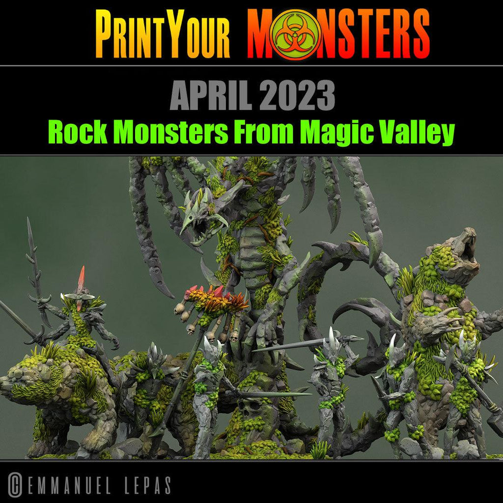 3D Printed Print Your Monsters Rock Dragon Rock Monsters From Magic Valley Set 28mm - 32mm D&D Wargaming