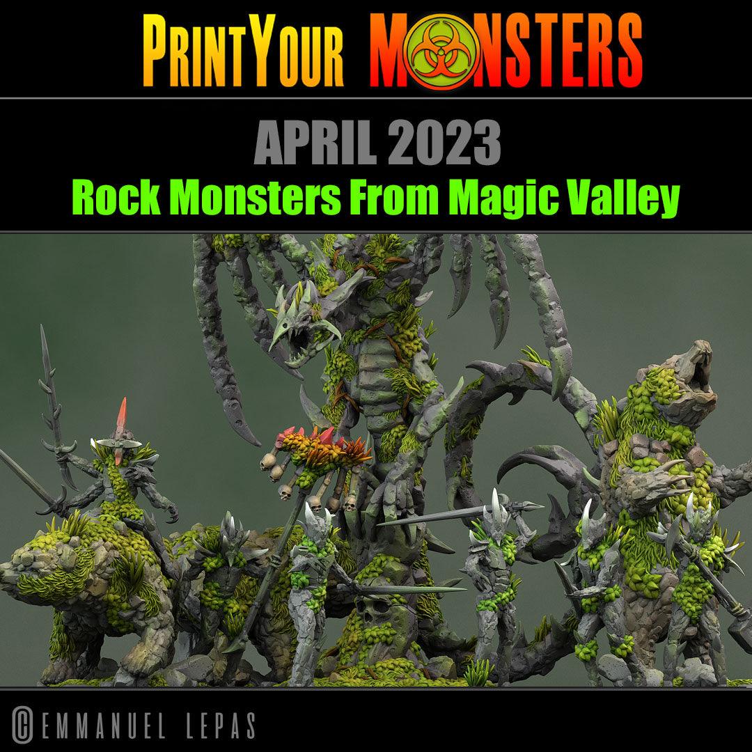 3D Printed Print Your Monsters Rock Dragon Rock Monsters From Magic Valley Set 28mm - 32mm D&D Wargaming