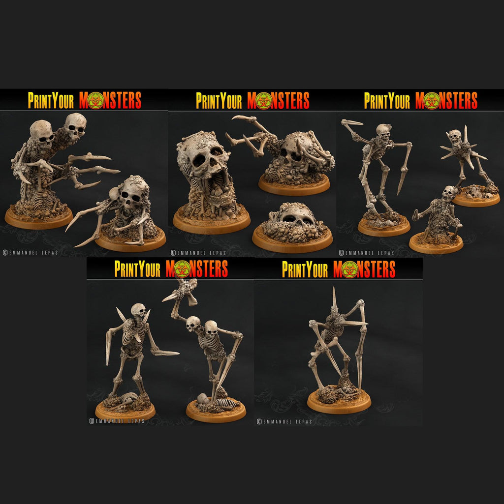 3D Printed Print Your Monsters Skeletons Land of Bones Set 28mm - 32mm D&D Wargaming