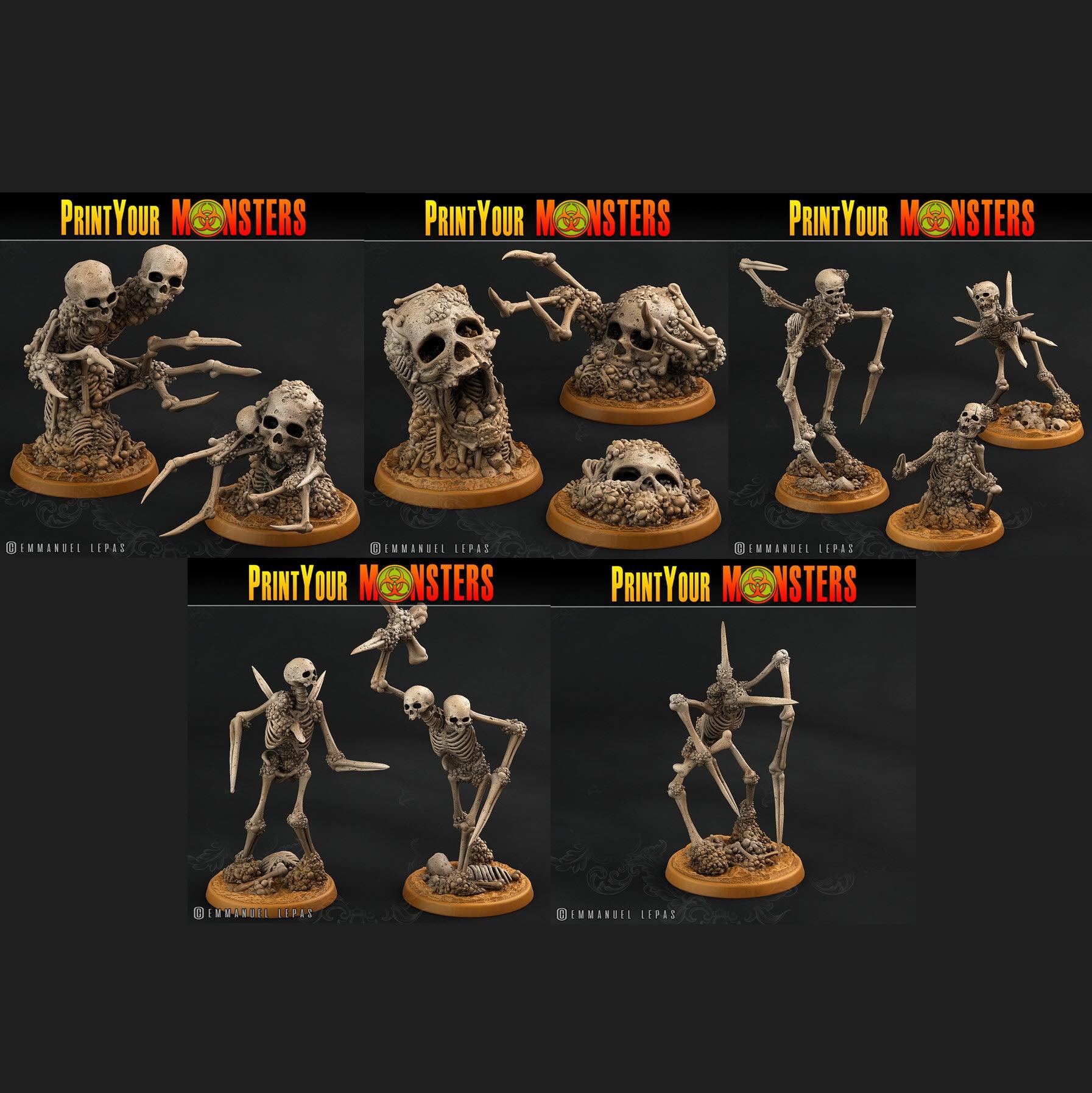 3D Printed Print Your Monsters Skeletons Land of Bones Set 28mm - 32mm D&D Wargaming