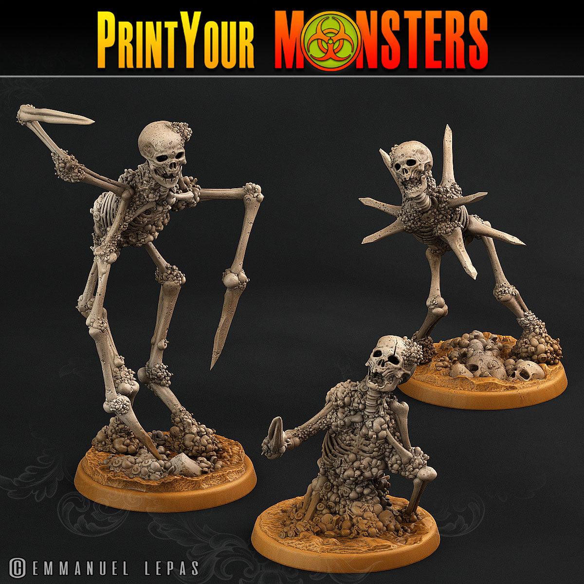3D Printed Print Your Monsters Skeletons Land of Bones Set 28mm - 32mm D&D Wargaming