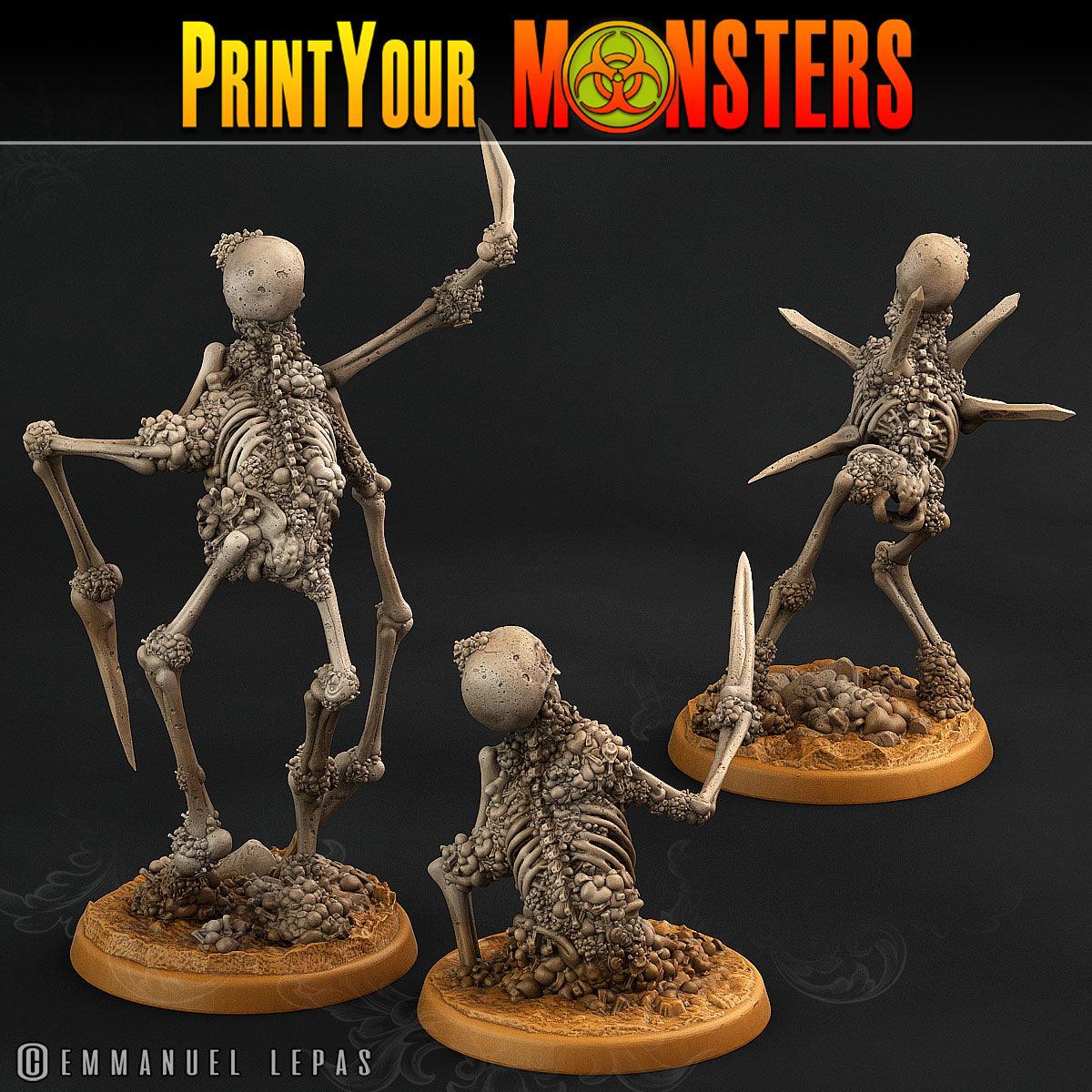 3D Printed Print Your Monsters Skeletons Land of Bones Set 28mm - 32mm D&D Wargaming