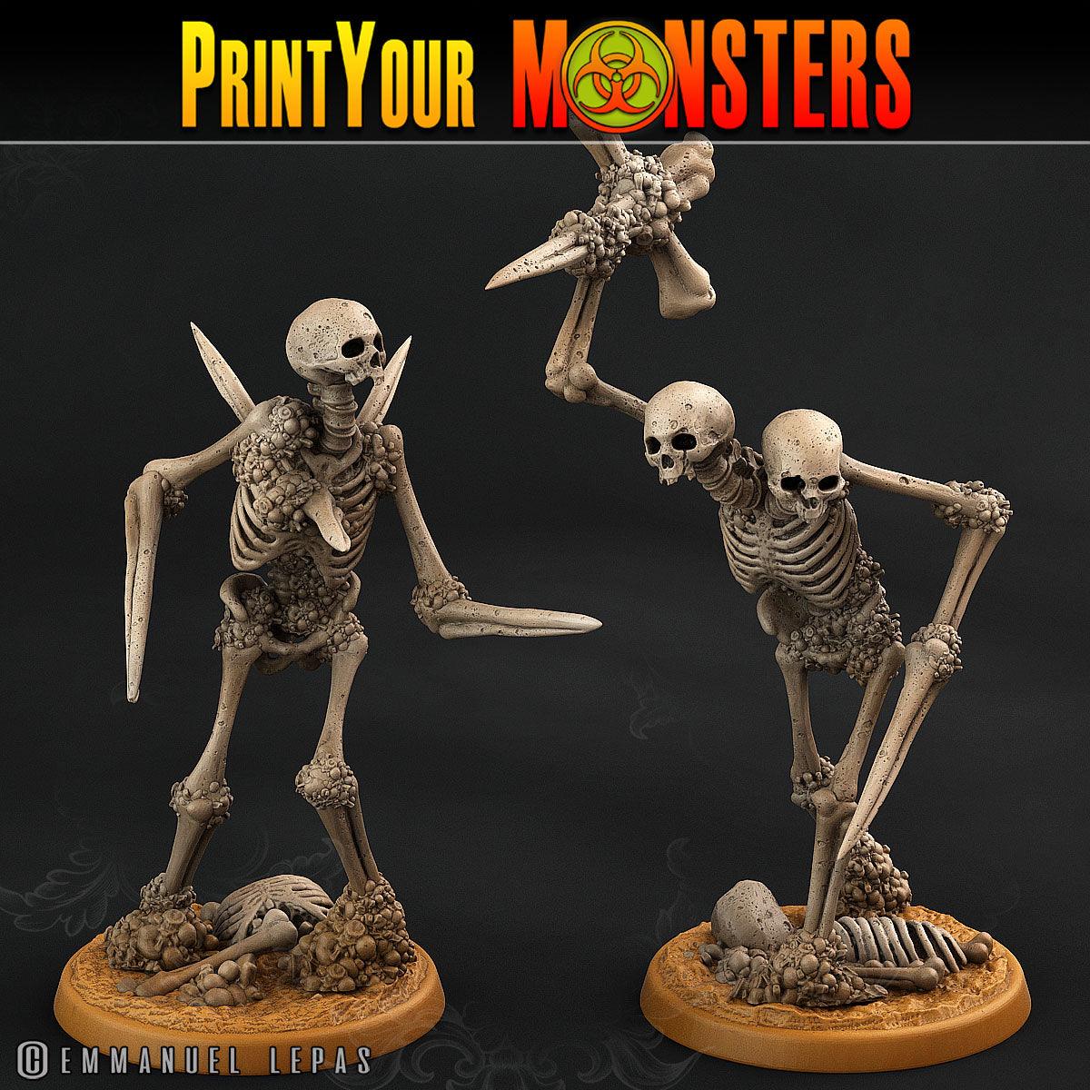 3D Printed Print Your Monsters Skeletons Land of Bones Set 28mm - 32mm D&D Wargaming