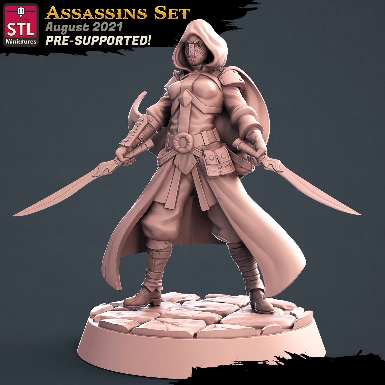 3D Printed STL Miniatures Assassins Set 28 - 32mm War Gaming D&D