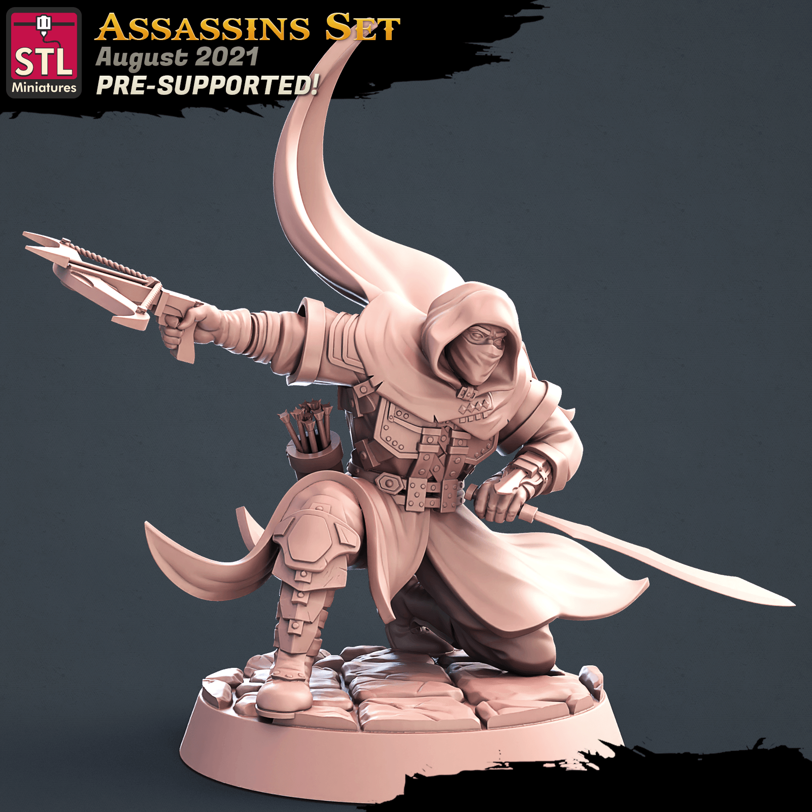 3D Printed STL Miniatures Assassins Set 28 - 32mm War Gaming D&D