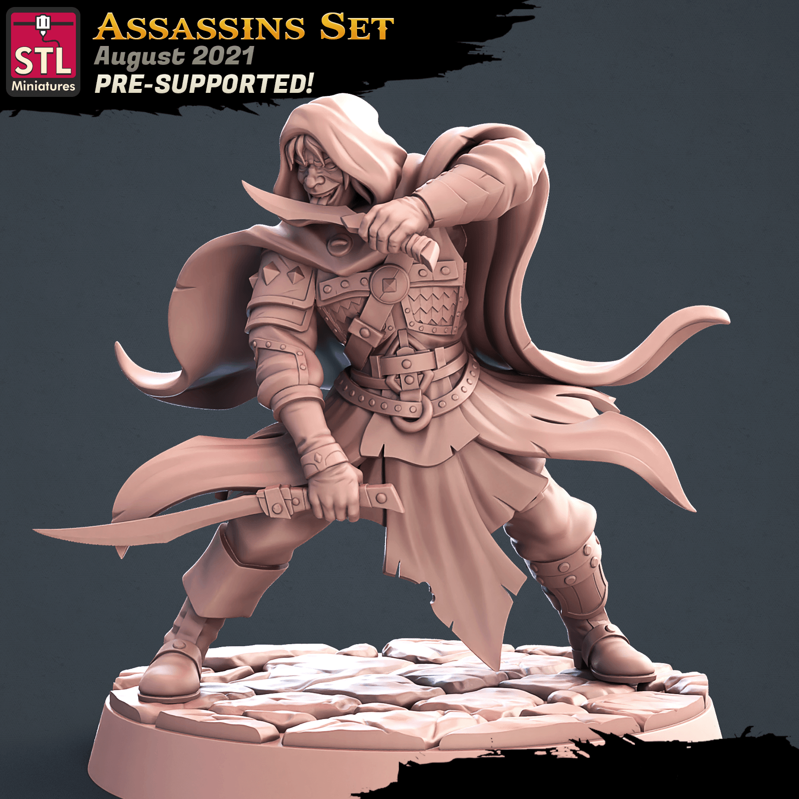 3D Printed STL Miniatures Assassins Set 28 - 32mm War Gaming D&D