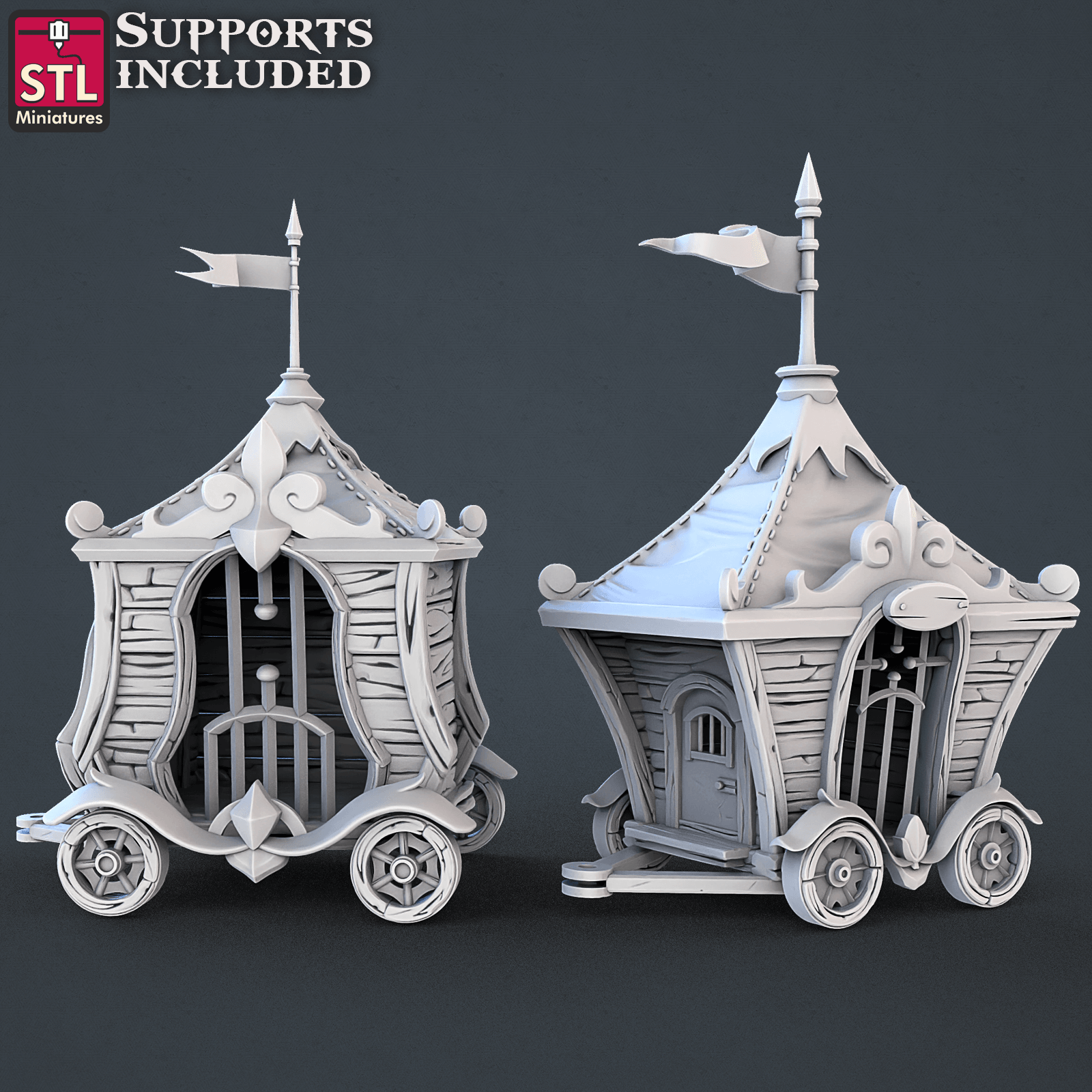 3D Printed STL Miniatures Carnival Vol 2 Set | 28 - 32mm War Gaming D&D