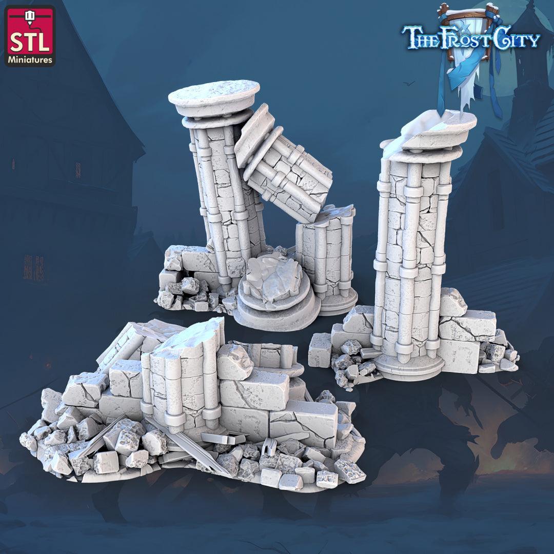 3D Printed STL Miniatures Falling Columns The Frost City 28 - 32mm War Gaming D&D
