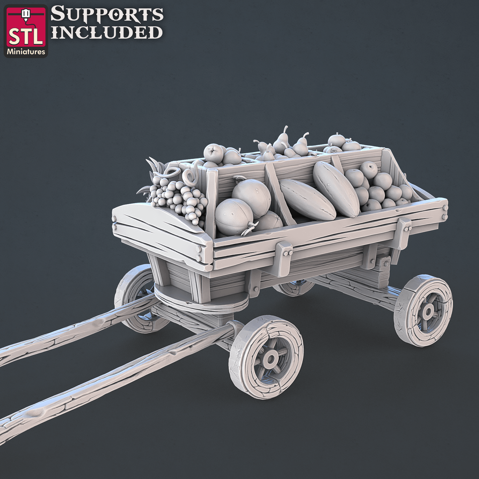 3D Printed STL Miniatures Food Vendors Set 28mm - 32mm War Gaming D&D