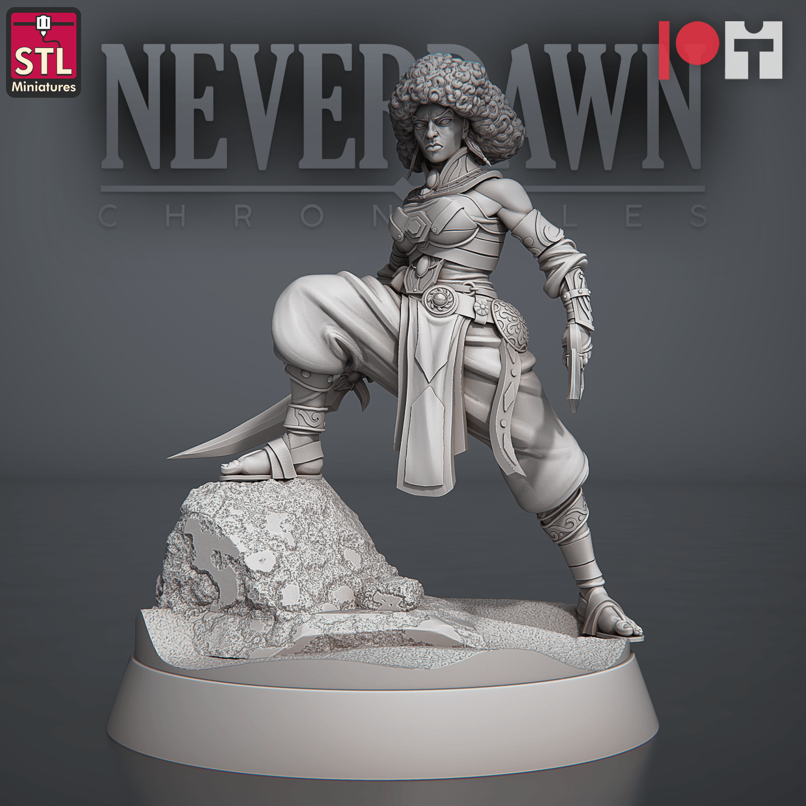 3D Printed STL Miniatures NeverDawn Red Sand Sand Maidens Set 28 - 32mm War Gaming D&D