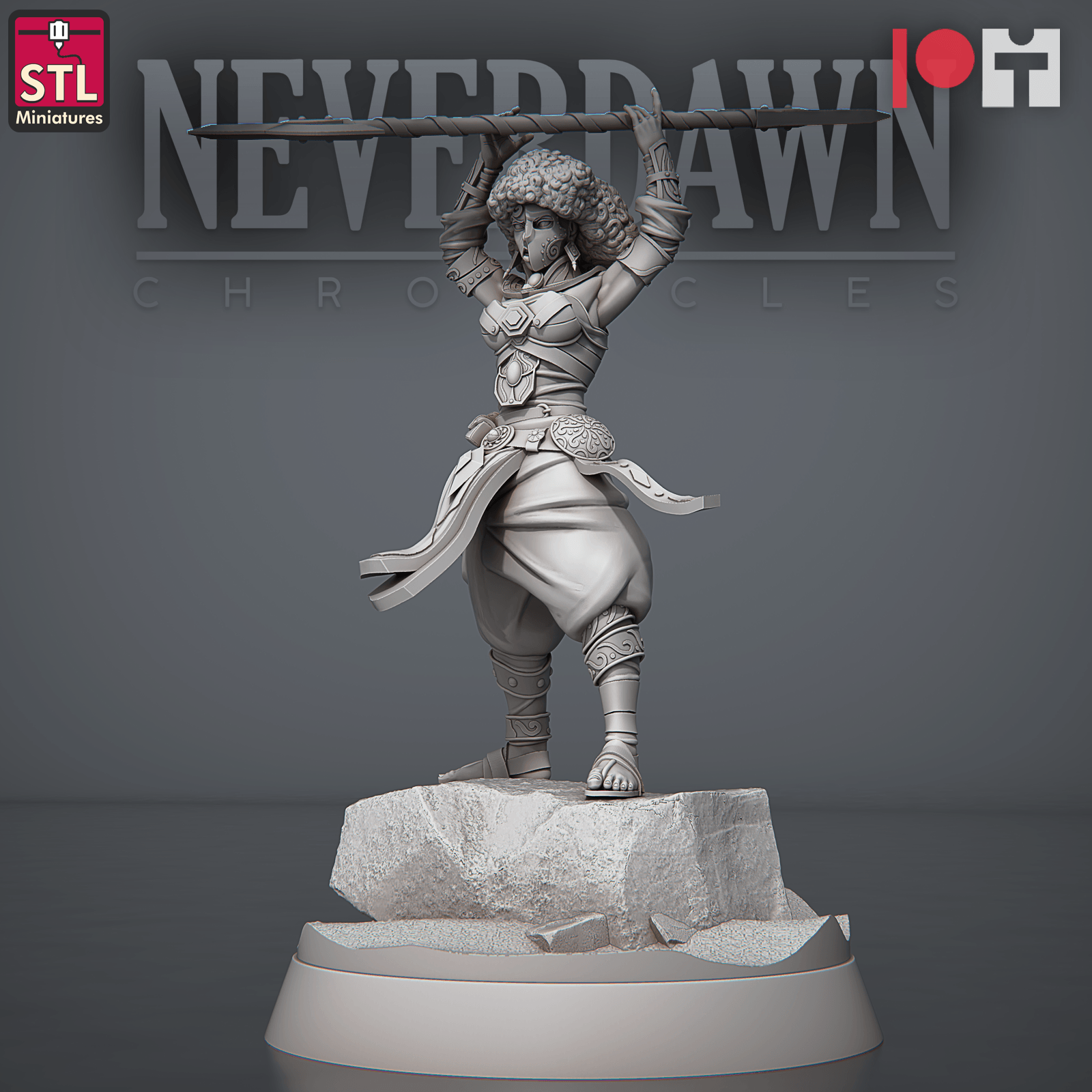 3D Printed STL Miniatures NeverDawn Red Sand Sand Maidens Set 28 - 32mm War Gaming D&D
