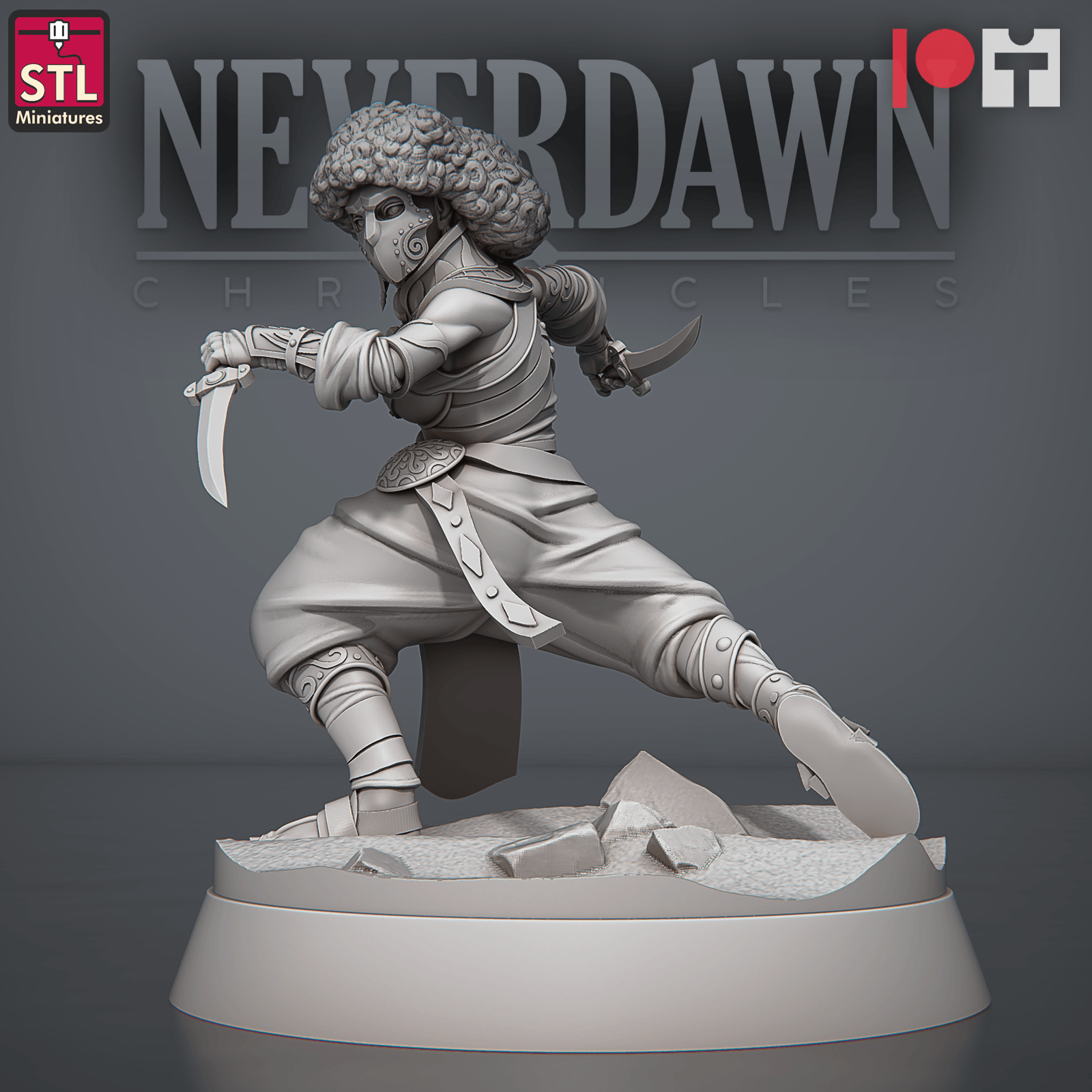 3D Printed STL Miniatures NeverDawn Red Sand Sand Maidens Set 28 - 32mm War Gaming D&D
