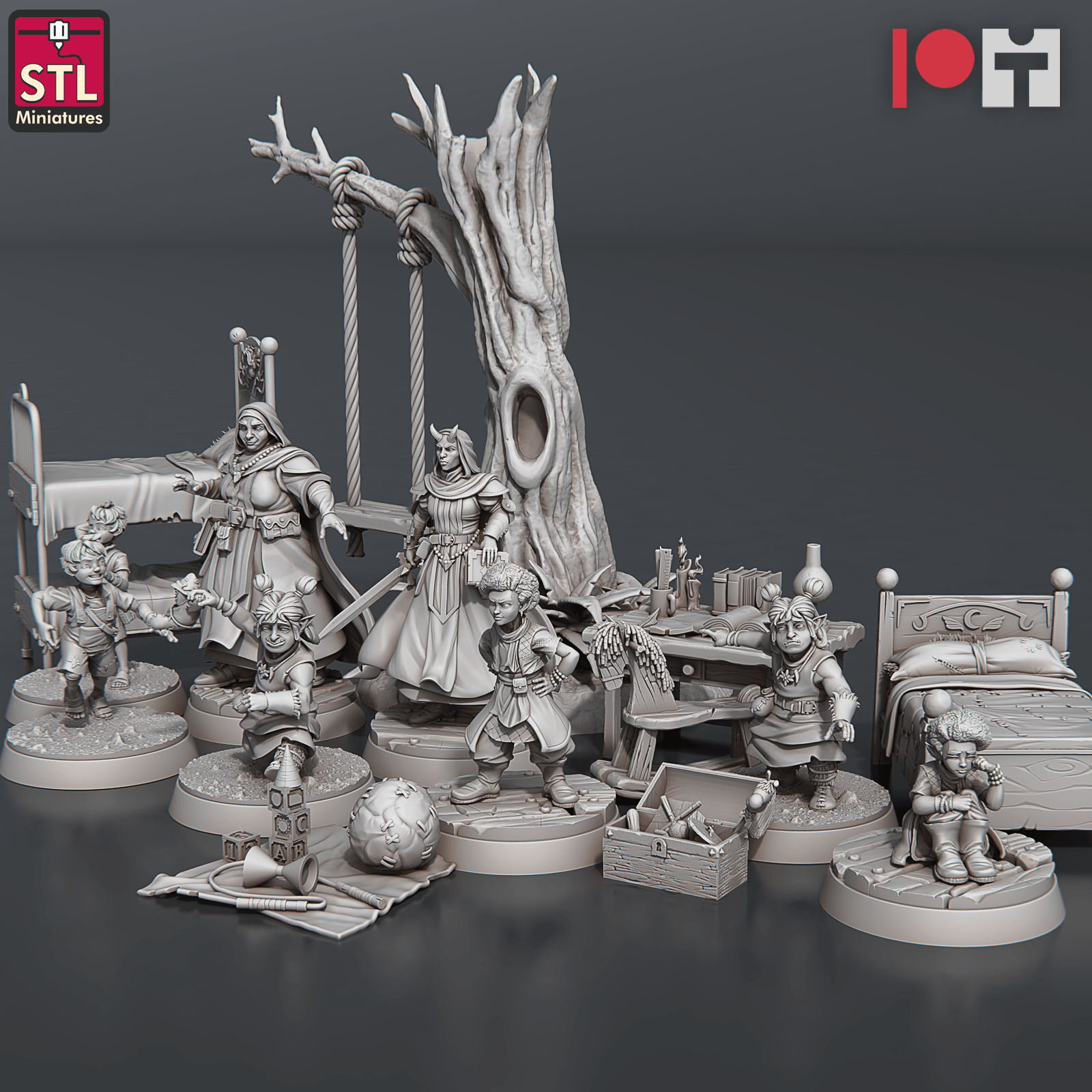 3D Printed STL Miniatures Orphanage Set 28 - 32mm War Gaming D&D