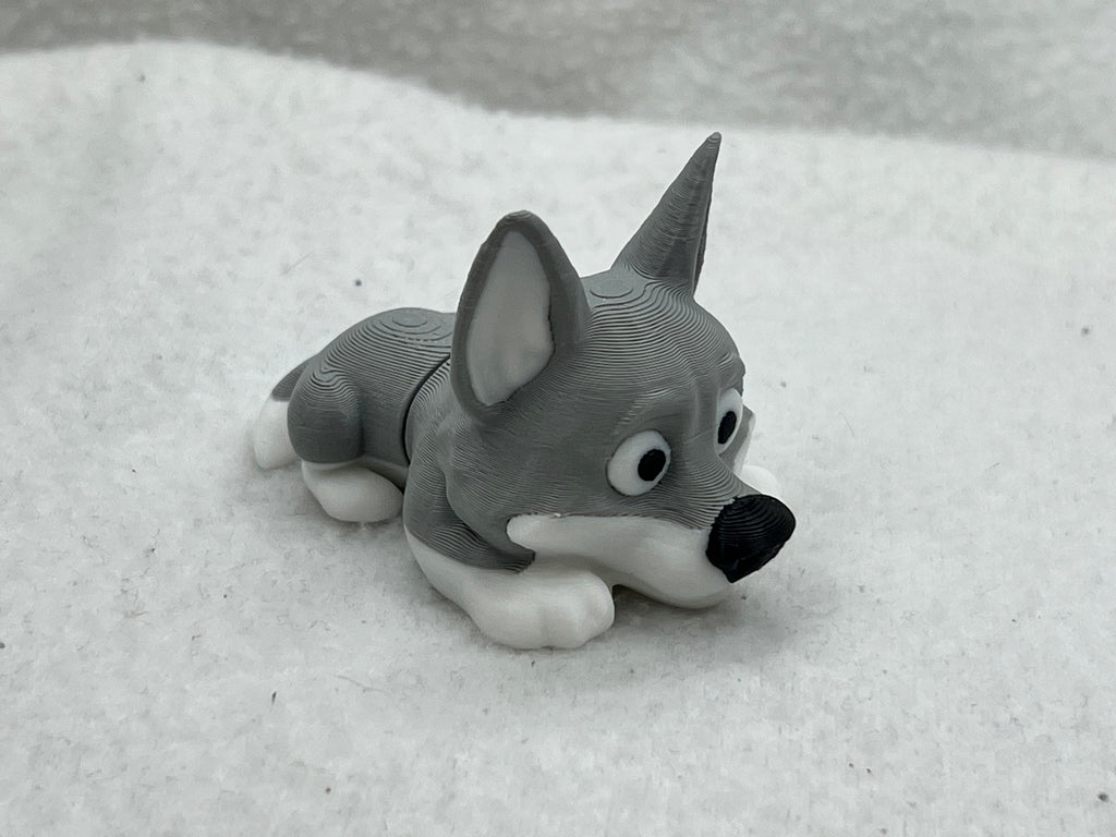 Flexible Articulated Wolf Toy 3D Printed Animal Figurine