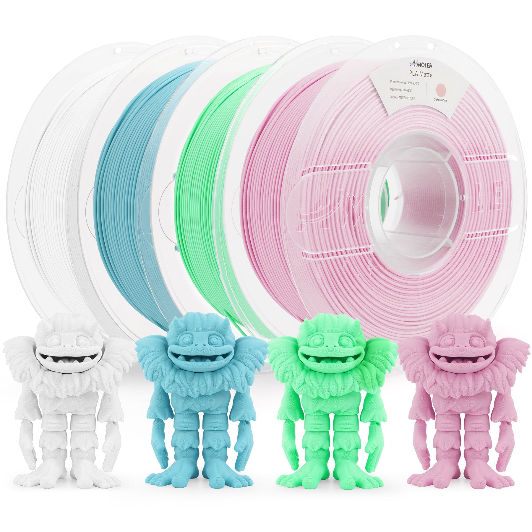 PLA Matte Basic 1.75mm Bundle, 4KG