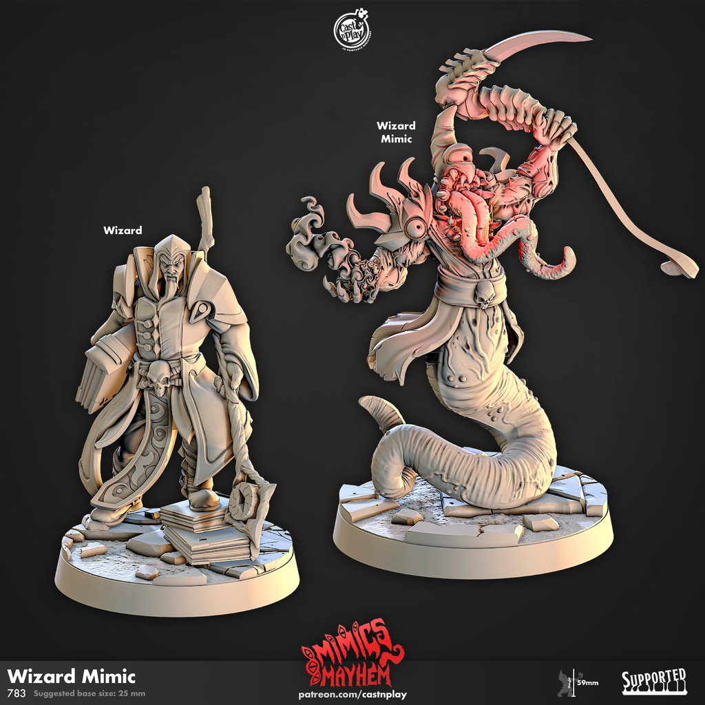 3D Printed Cast n Play Wizard Mimic Mimics Mayhem Set 28mm 32mm D&D