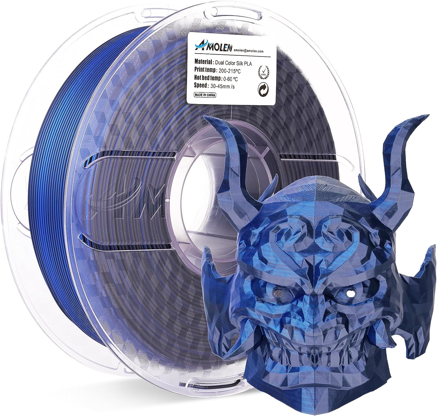 PLA Silk Dual Color Filament 1.75mm, 1KG/2.2LB