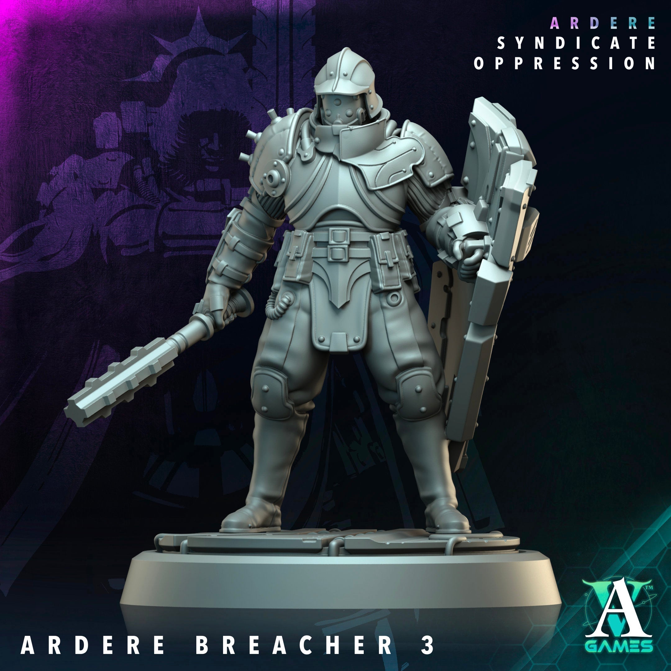 3D Printed Archvillain Games Ardere Breacher Ardere - Syndicate Oppression 28 32mm D&D