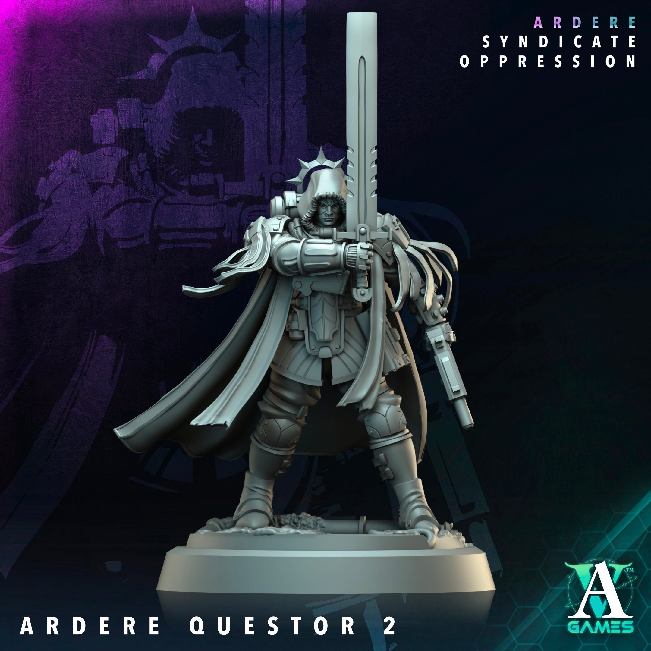 3D Printed Archvillain Games Ardere Questor Ardere - Syndicate Oppression 28 32mm D&D