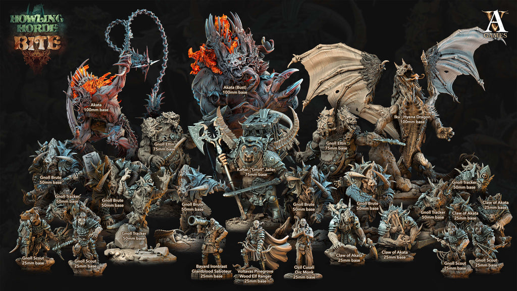 3D Printed Archvillain Games Howling Horde - Gnoll Brutes 28mm 32mm D&D