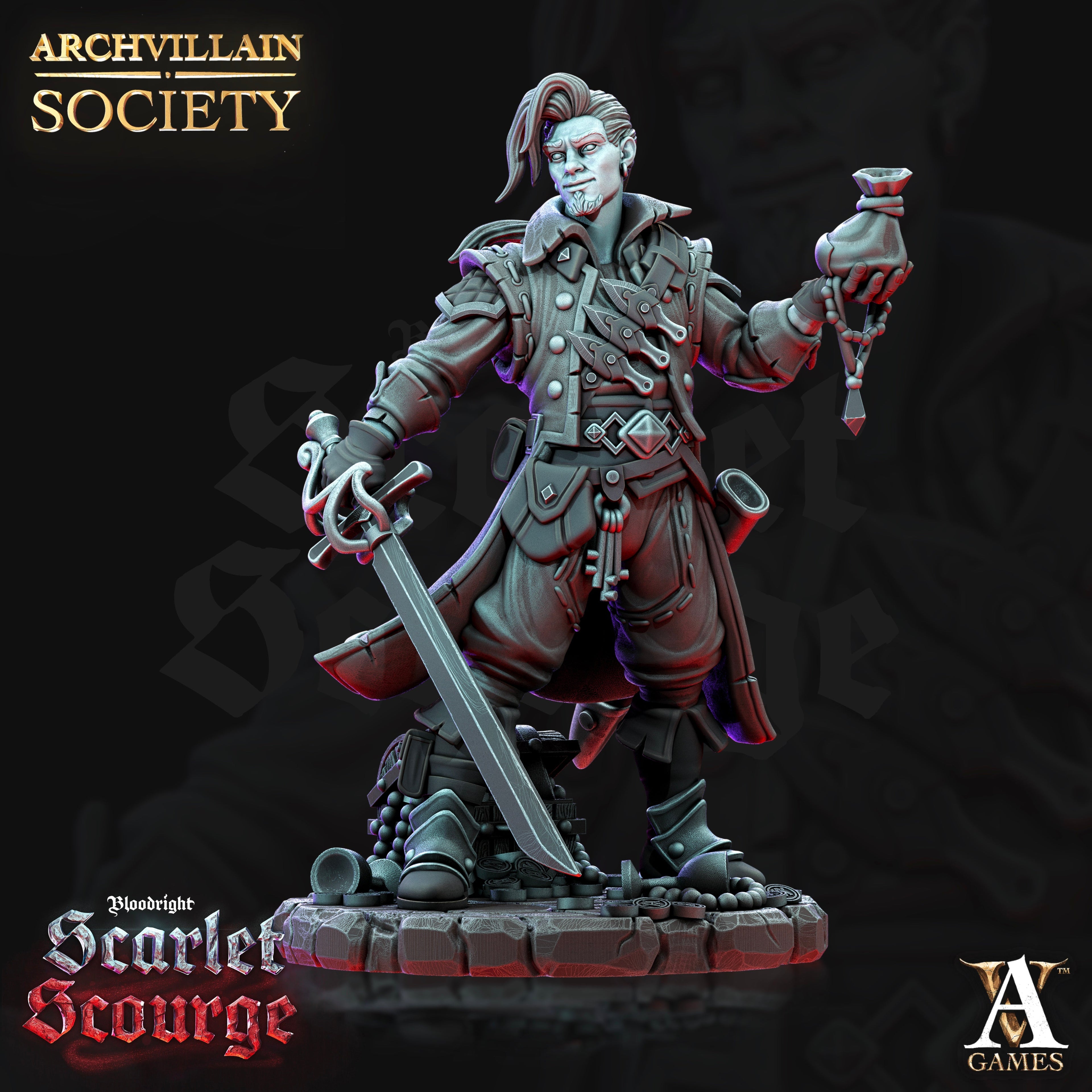 3D Printed Archvillain Games Archvillain Society Vol XVI Baron of Lossale - Tristan Kamlon 28mm 32mm D&D