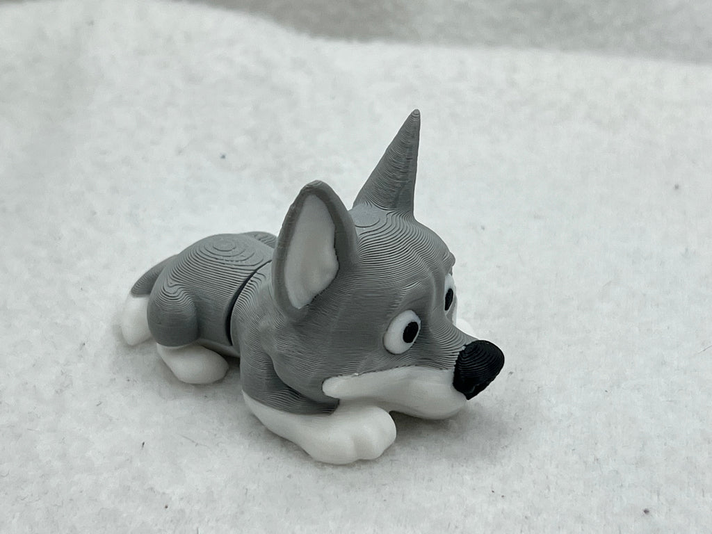 Flexible Articulated Wolf Toy 3D Printed Animal Figurine