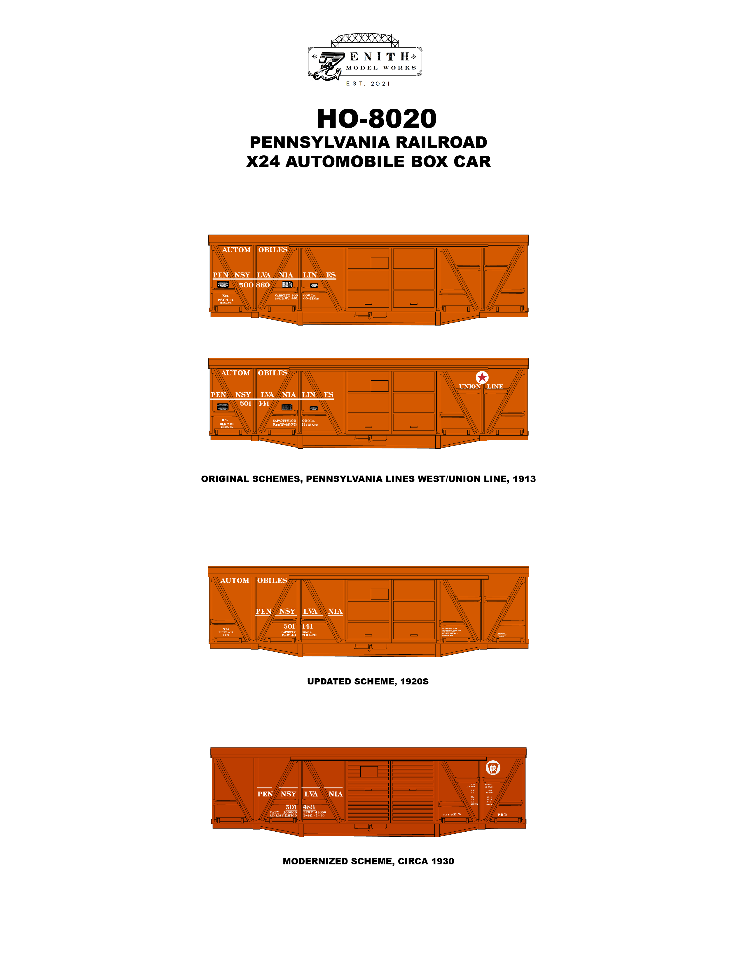 Pennsylvania X24 Automobile Box Car Decals HO Scale
