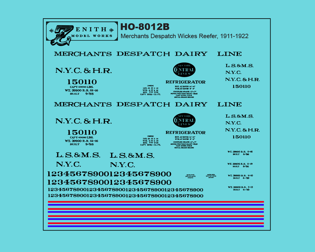 Merchants Despatch 34' Wickes Refrigerator Car Decals