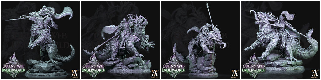 3D Printed Archvillain Games Drokzok Riders The Queen's Web Underworld 28 32mm D&D