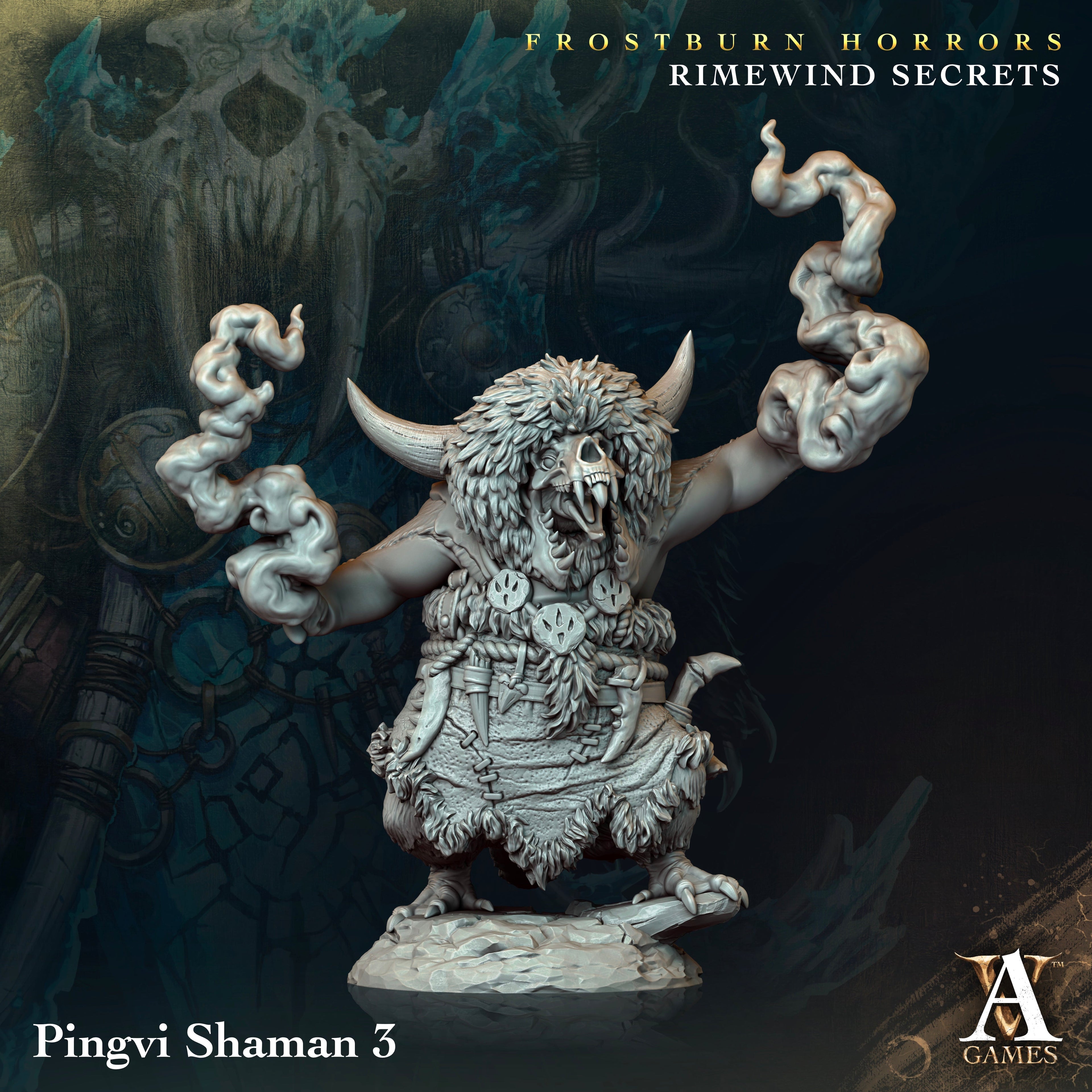 3D Printed Archvillain Games Frostburn Horrors Rimewind Secrets - Pingvi Shaman 28mm 32mm D&D